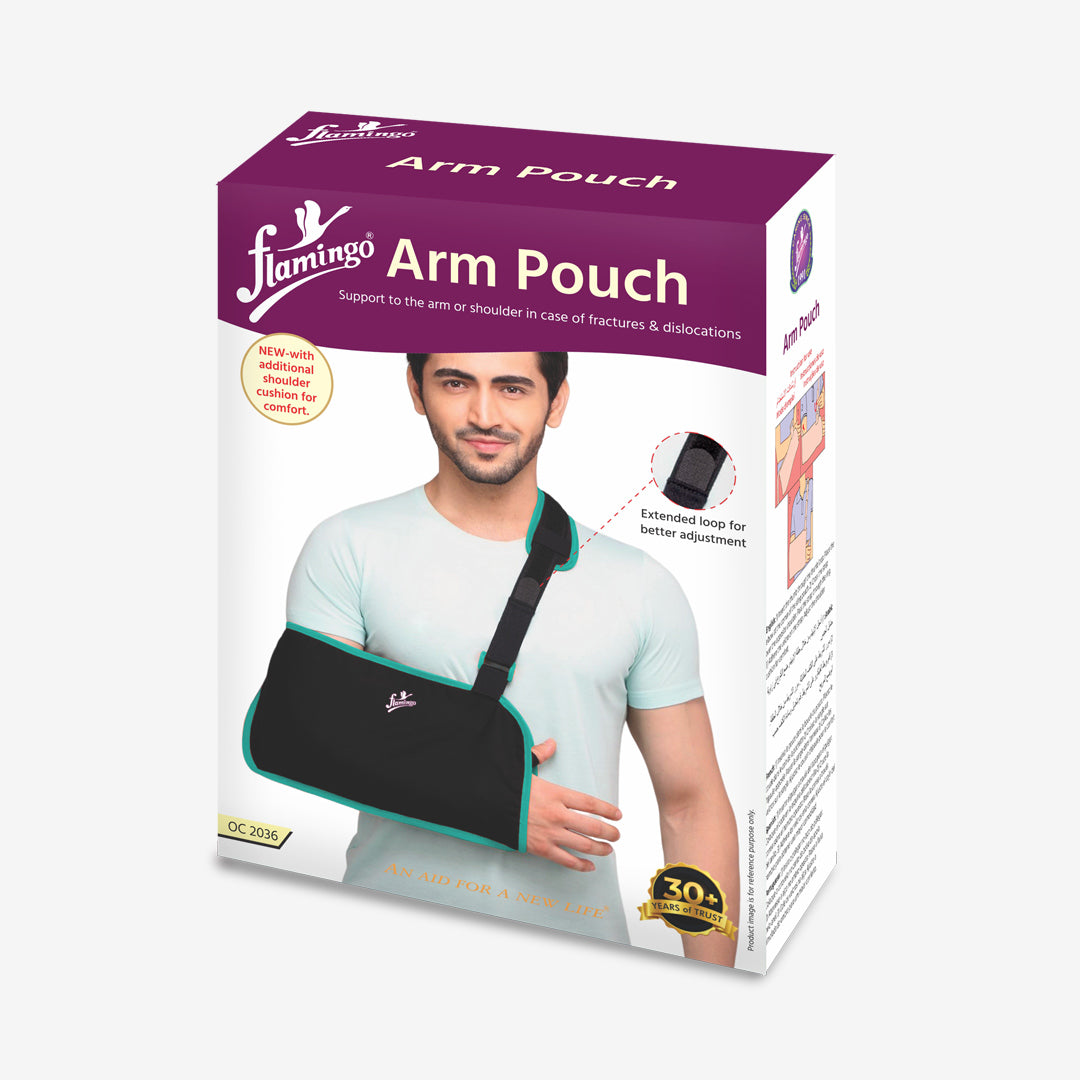 Flamingo Arm Pouch
Arm Support Pouch
Post-Casting Arm Support
Elbow Dislocation Pouch
Adjustable Arm Sling
Thumb Loop for Arm Stability