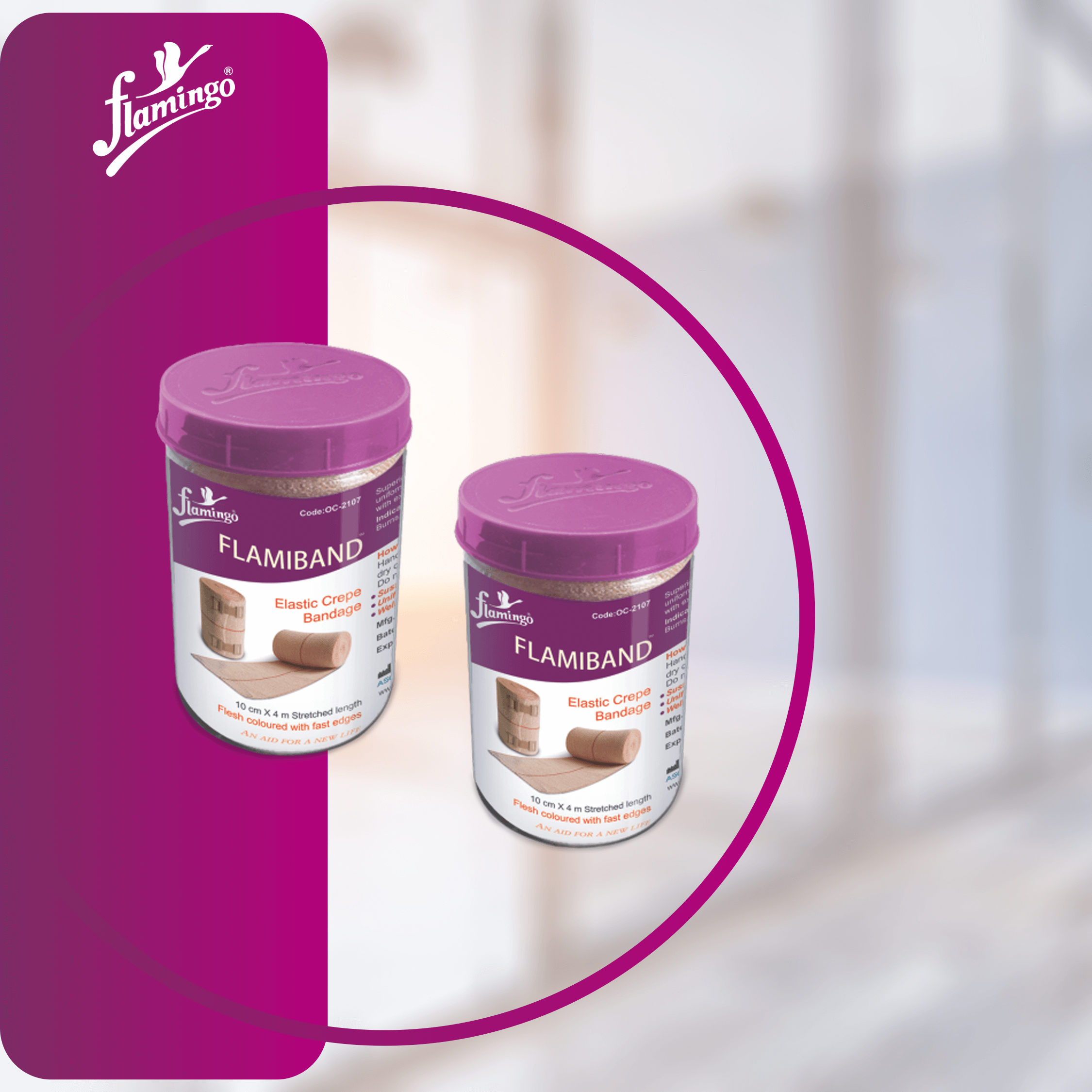 Flamiband, orthopedic bandage, elastic crepe bandage, compression bandage, muscle strain bandage, sprain bandage, post-amputation bandage, reusable bandage, cotton bandage, breathable bandage.