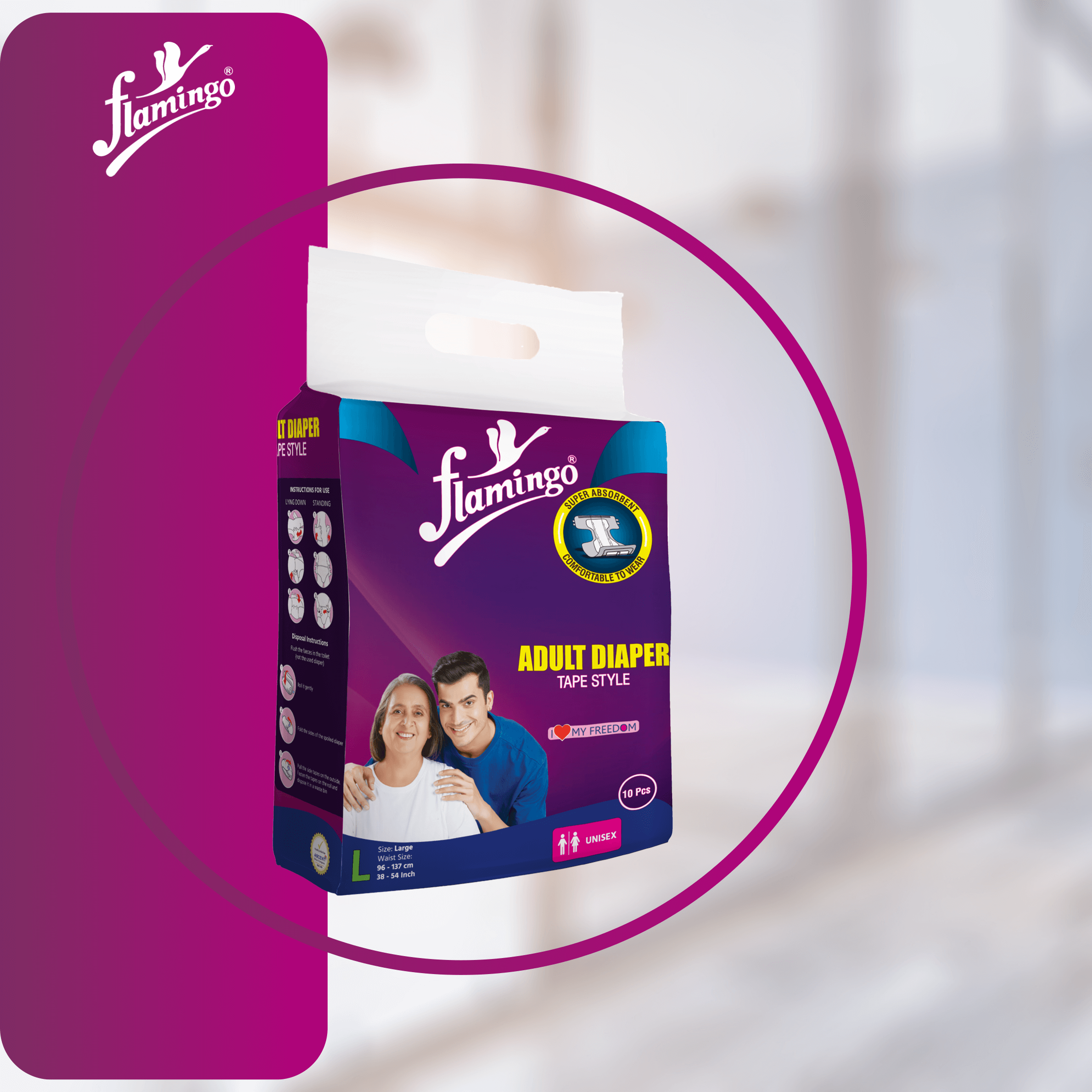 Tape style adult diapers, adjustable fit diaper, leak protection for adults, incontinence care, wetness indicator diaper, dual-core absorption