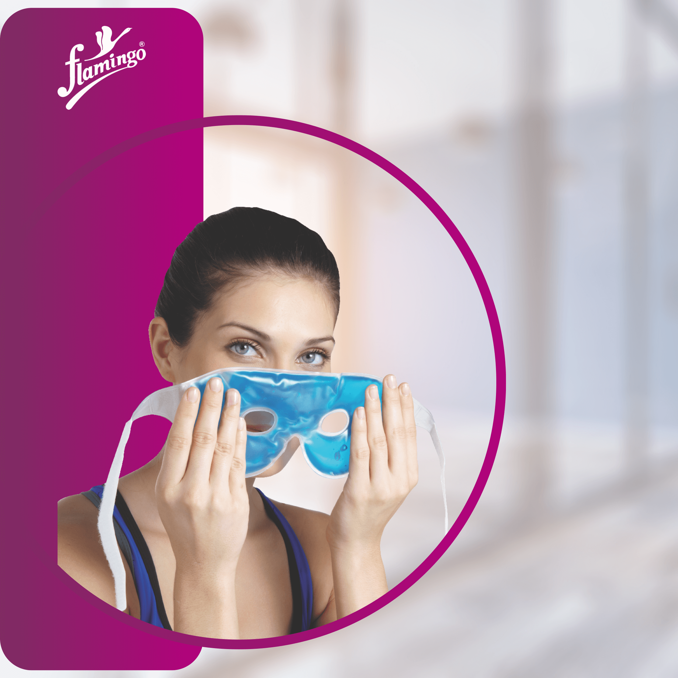 Flamingo Hot and Cold Eyes Mask, hot and cold eye mask, sinus relief mask, cold therapy for eyes, eye mask for puffiness, tension headache mask, rejuvenating eye mask, non-toxic gel eye mask.