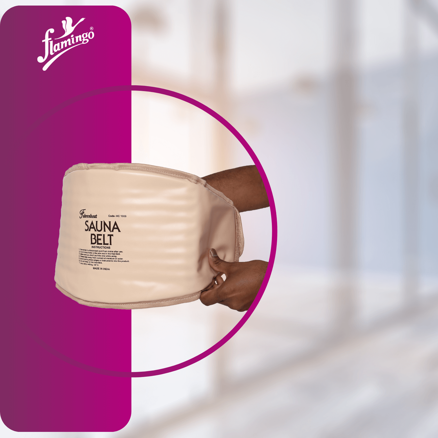 Flamingo Fahrenheat Sauna Belt, sauna belt, weight loss therapy, muscle pain relief, detoxification belt, heat therapy belt, adjustable heat, slimming belt, body contouring, therapeutic heat therapy.