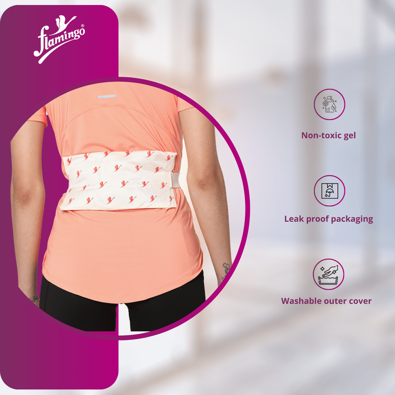 Flamingo Hot Pack, hot therapy pack, muscle pain relief, joint stiffness relief, non-toxic gel pack, heat therapy for pain, adjustable hot pack, soothing heat pack.