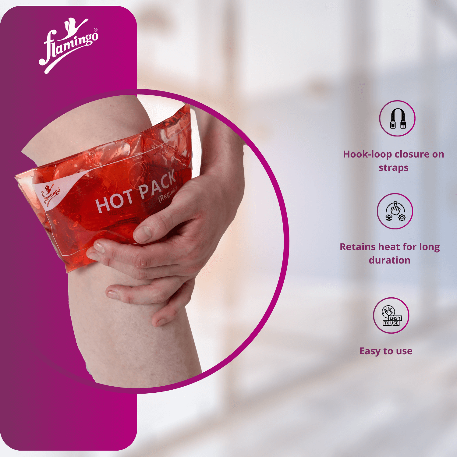 Flamingo Hot Pack, hot therapy pack, muscle pain relief, joint stiffness relief, non-toxic gel pack, heat therapy for pain, adjustable hot pack, soothing heat pack.
