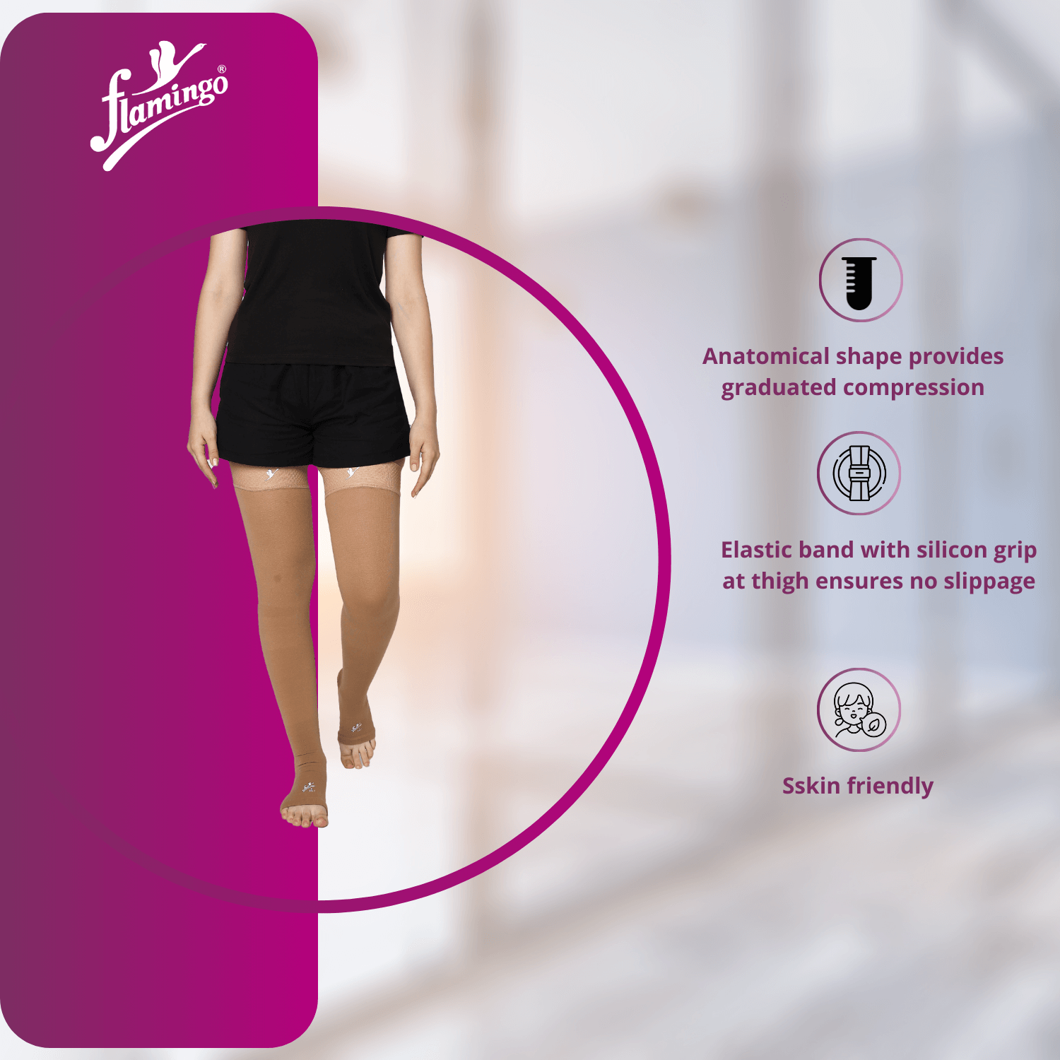 Flamingo Medical Compression Stocking Above Knee
DVT Support Stocking
Venous Insufficiency Compression Stockings
Leg Swelling Relief
Maternity Compression Stockings
