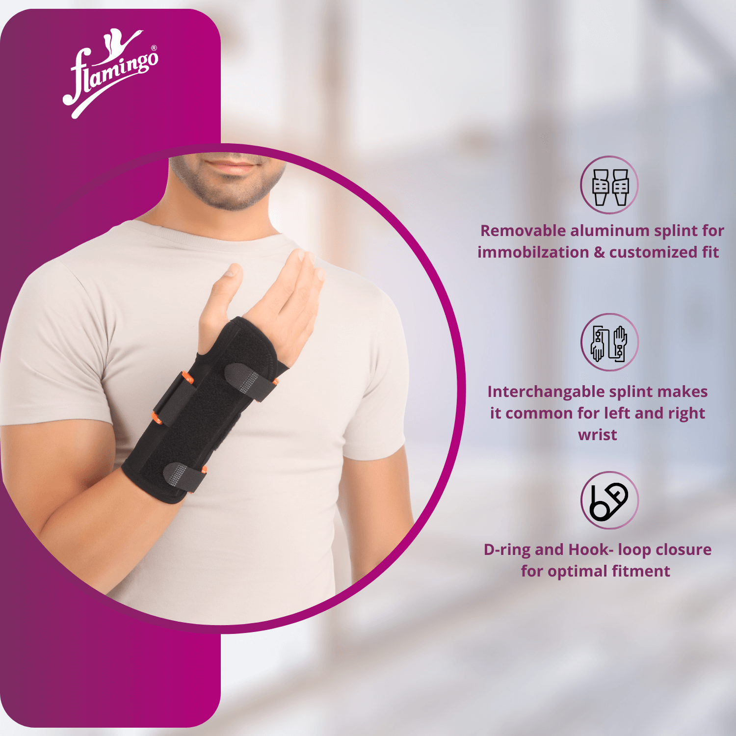 Flamingo Elastic Wrist Splint
Wrist Injury Support
Wrist Fracture Splint
Adjustable Wrist Brace
Elastic Wrist Support