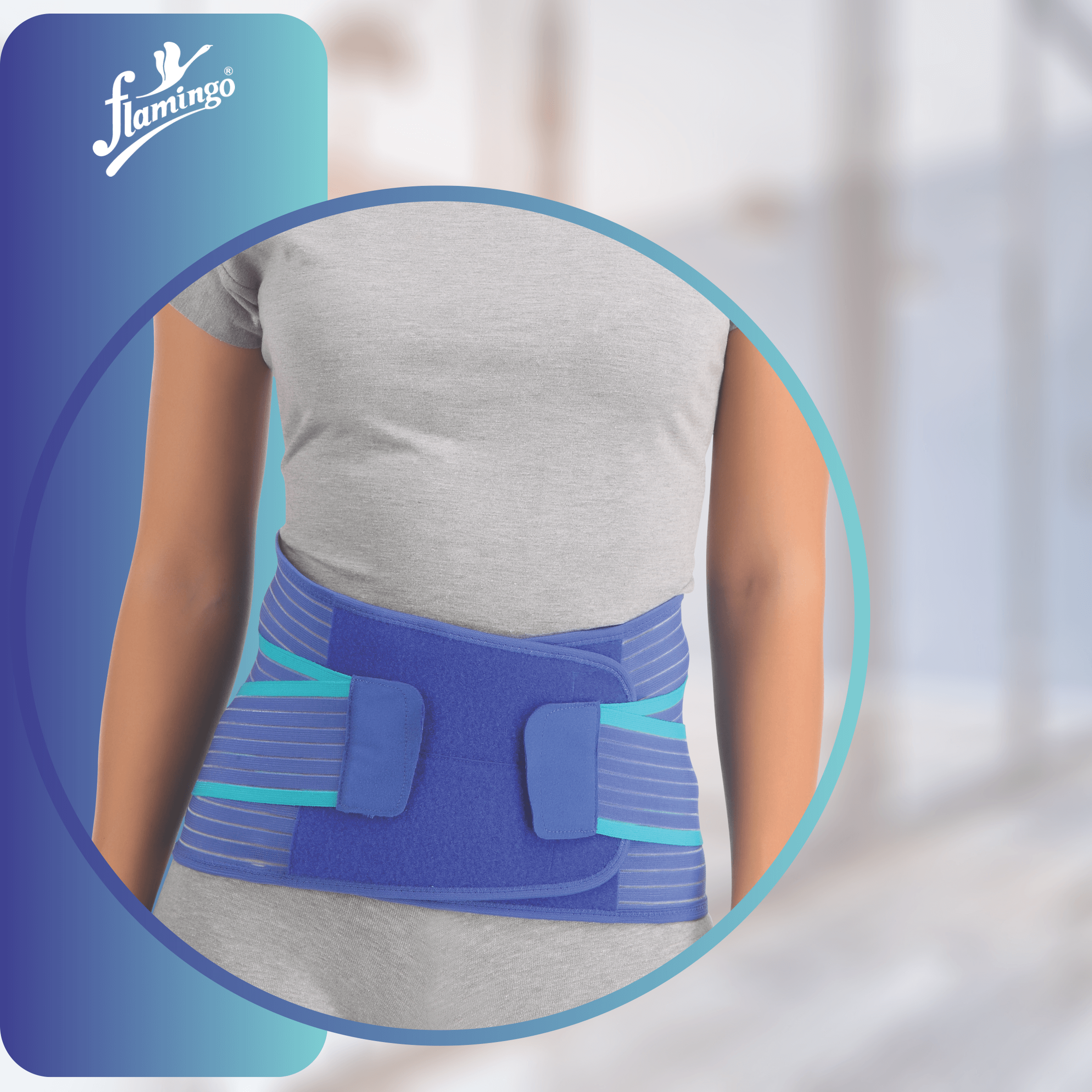 Flamingo Premium Lumbar Sacro Support, lumbar support, back support, lower back pain relief, post-surgery lumbar brace, sacral support, compression back brace.