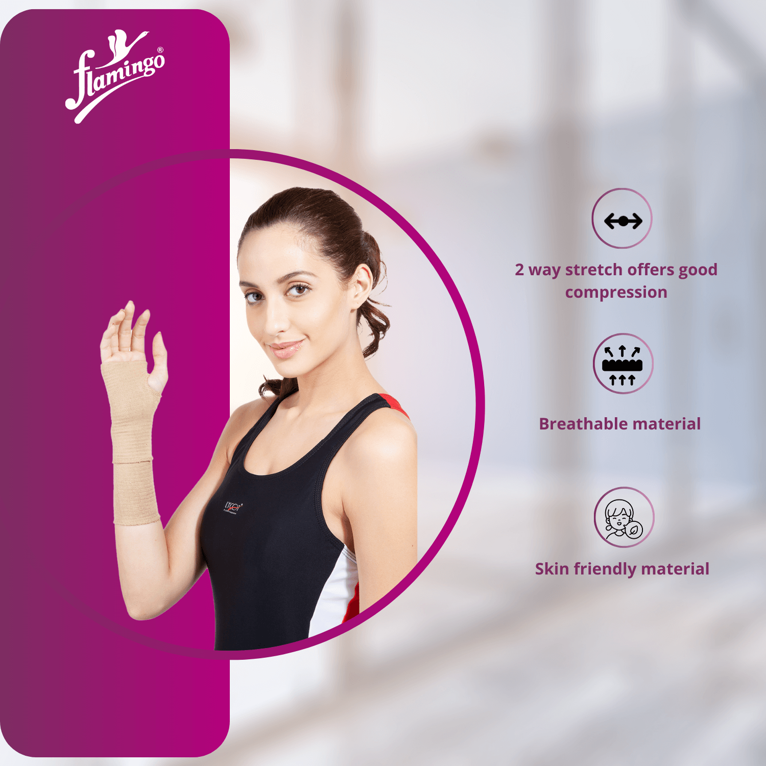 Flamingo Tubular Support, wrist support, wrist compression, sports wrist support, injury recovery, tubular wrist support, left and right hand.