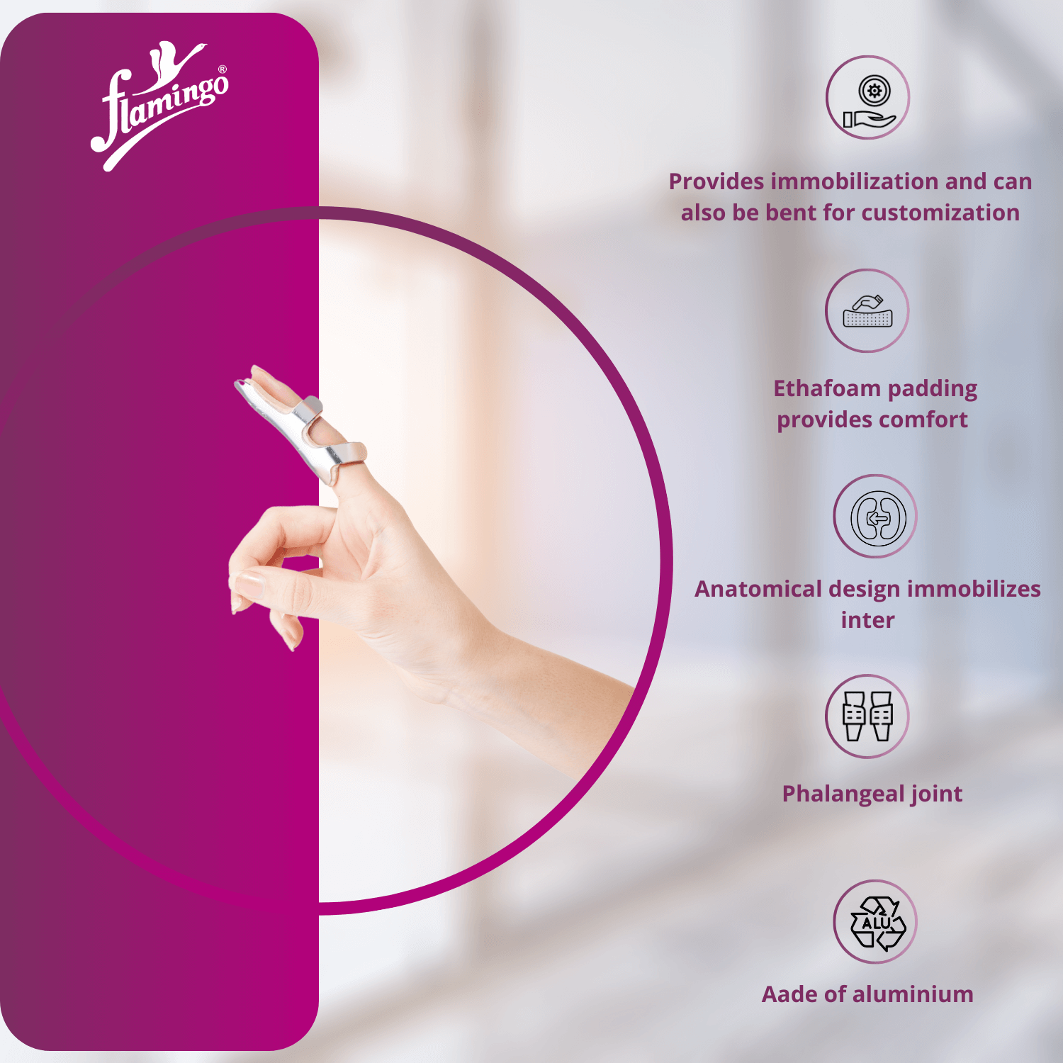 Flamingo Frog Splint
Finger Immobilization Splint
Aluminum Finger Support
Post-Injury Finger Splint
Comfortable Finger Brace