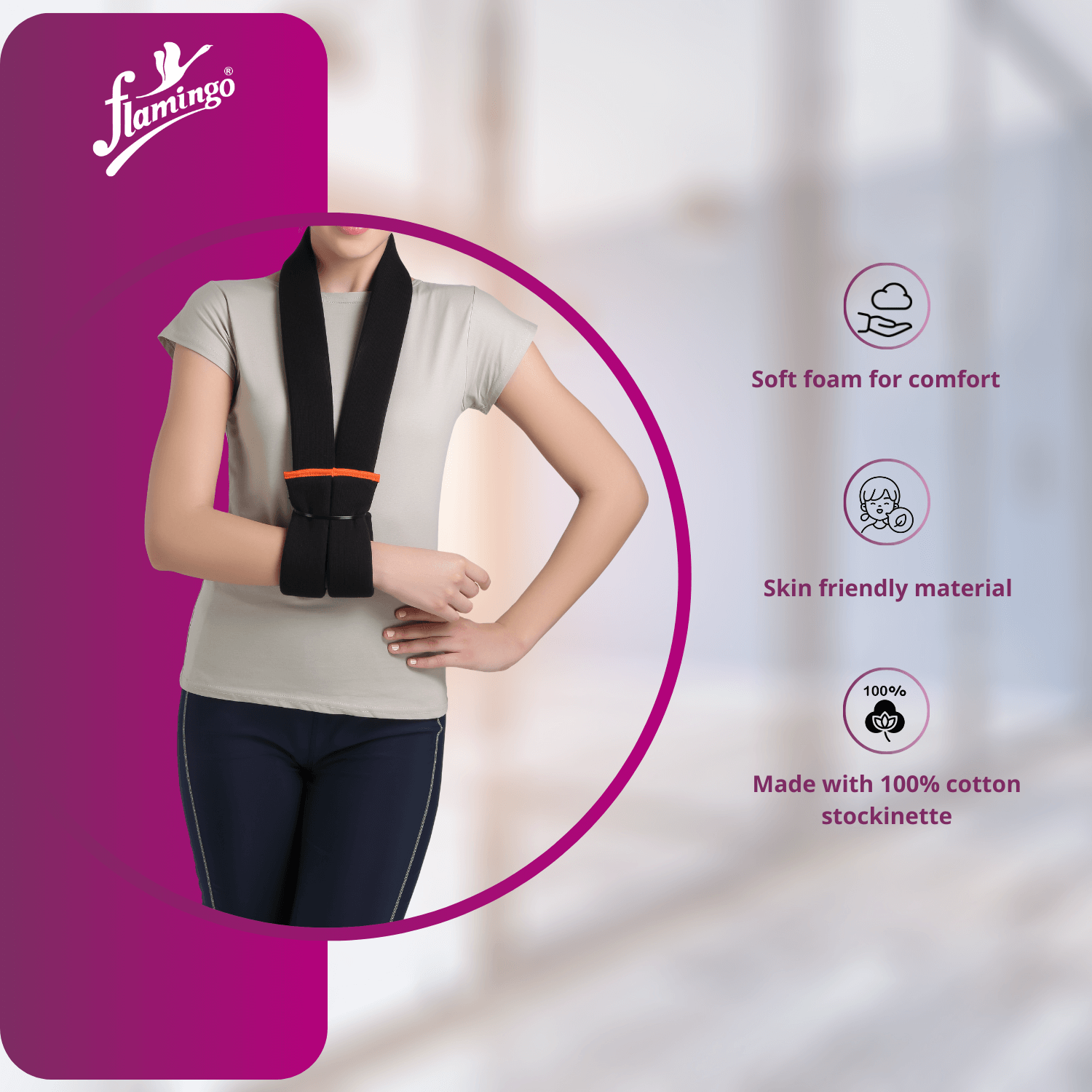 Flamingo Cuff and Collar Sling
Elbow Immobilizer
Arm Sling for Fractures
Comfortable Arm Support
Adjustable Arm Sling