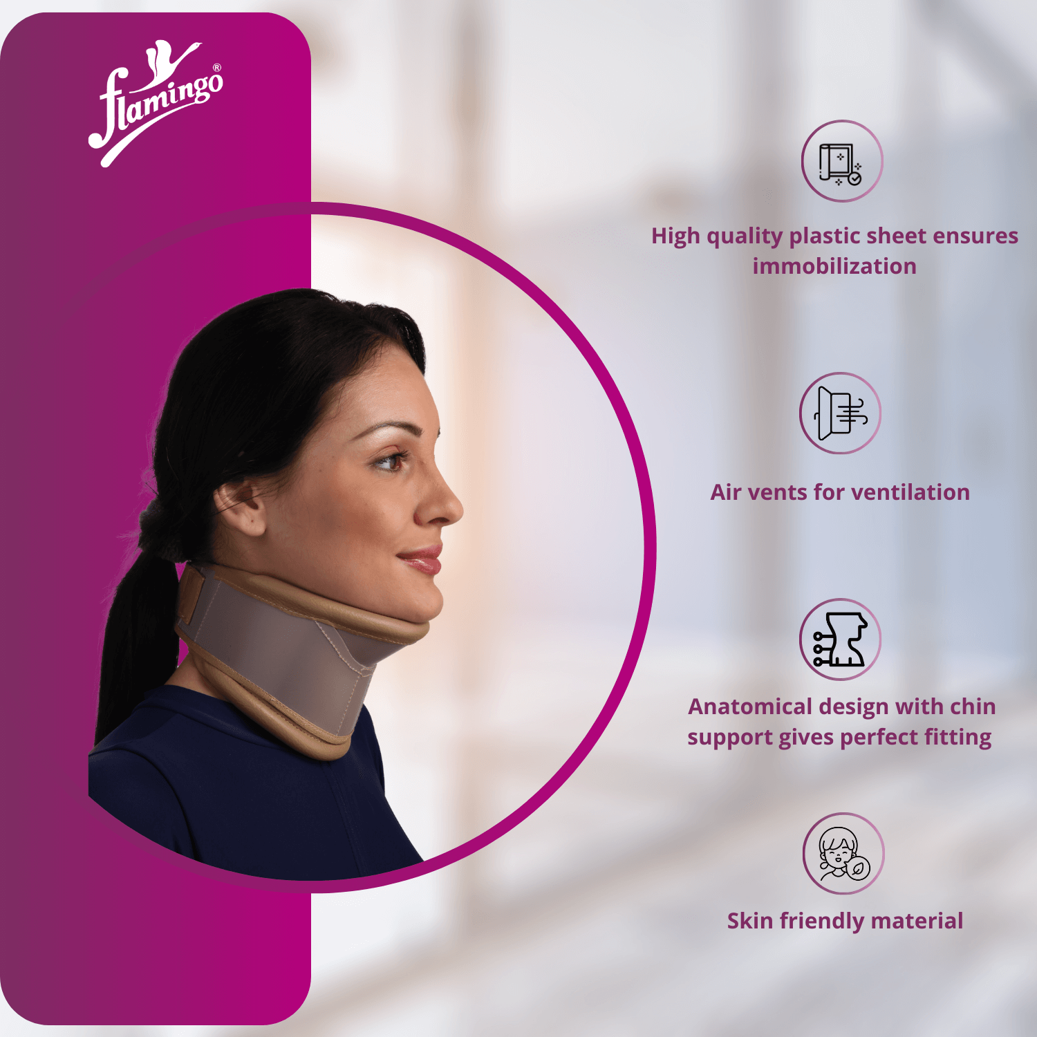 Flamingo Cervical Collar with Neck Support
Cervical Fracture Support
Whiplash Injury Collar
Adjustable Cervical Collar
Neck Support Collar