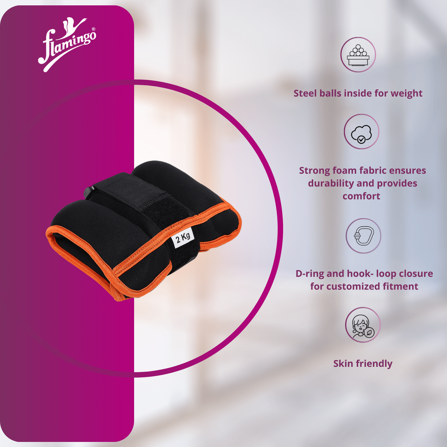 Fitness cuffs, adjustable weight cuffs, resistance cuffs, muscle toning cuffs, rehabilitation cuffs, ankle weights, wrist weights, foam fabric weight cuffs, color-coded weight cuffs