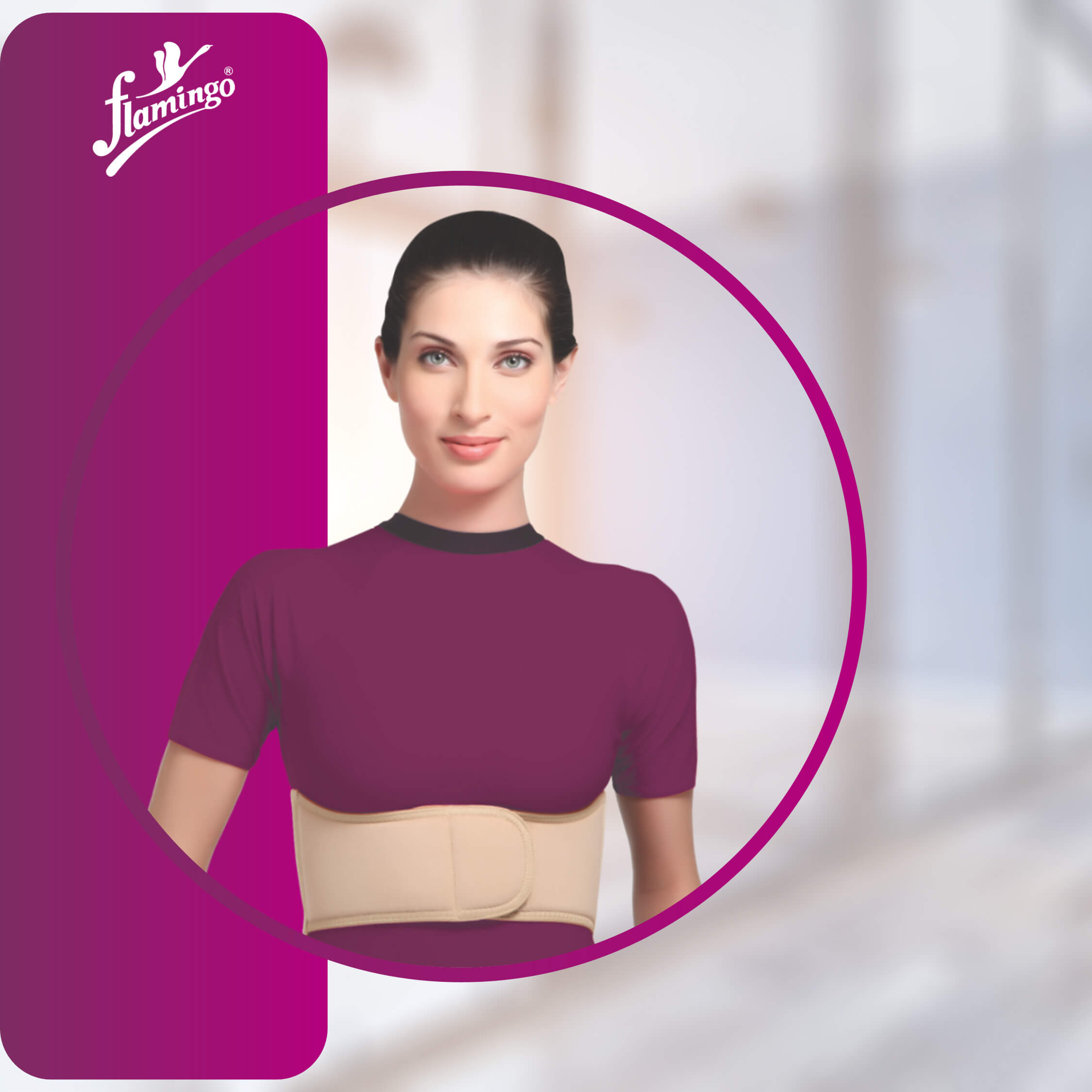 Flamingo Rib Belt Female, rib support belt, sternum fracture belt, post-surgery rib belt, adjustable rib support, foam rib belt, rib dislocation support.