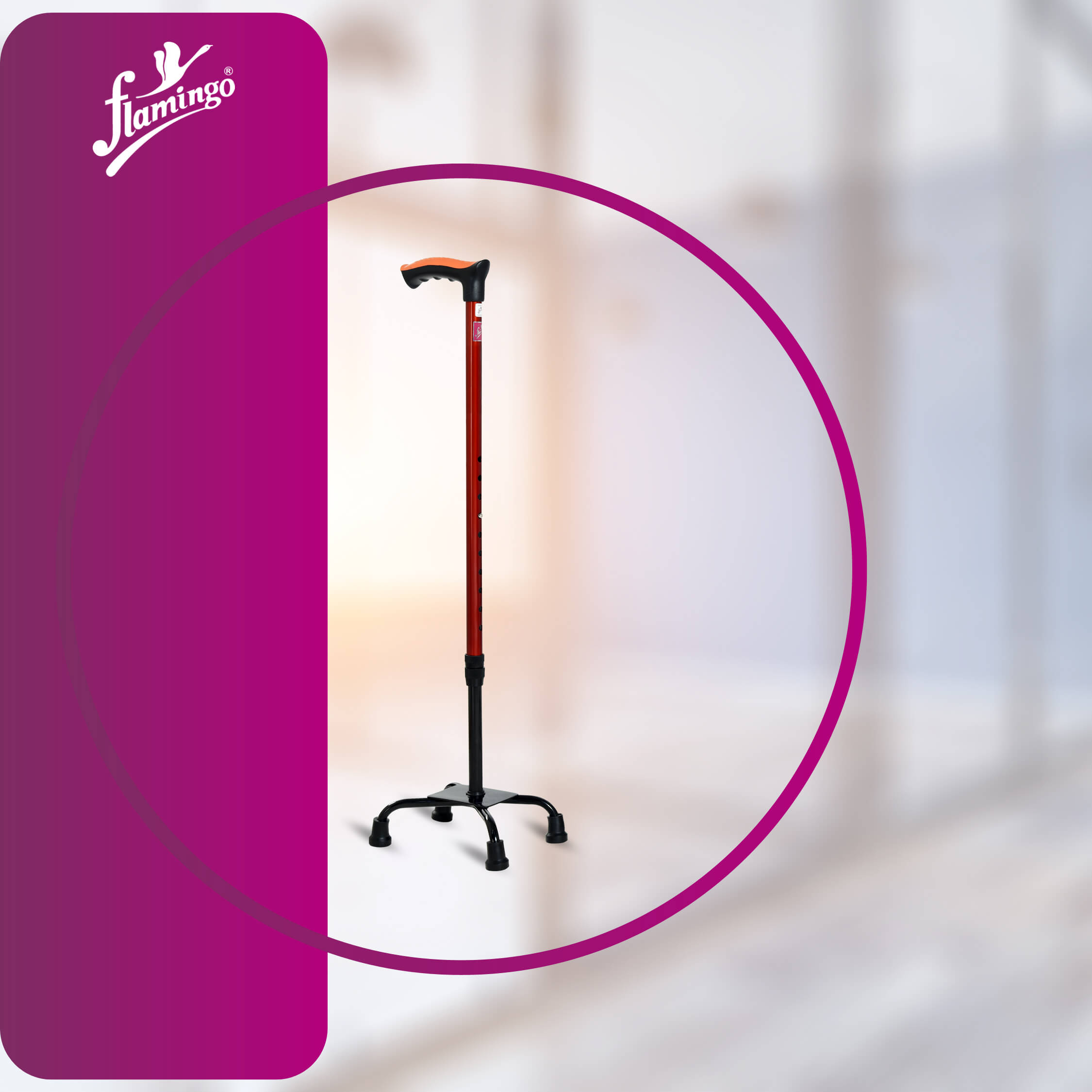 Quadripod metal base
Low base mobility pod
Walking aid base
Quadripod support for crutches
Walking stick metal base
Stable walking base
Rubber bottom for stability
Traction walking base