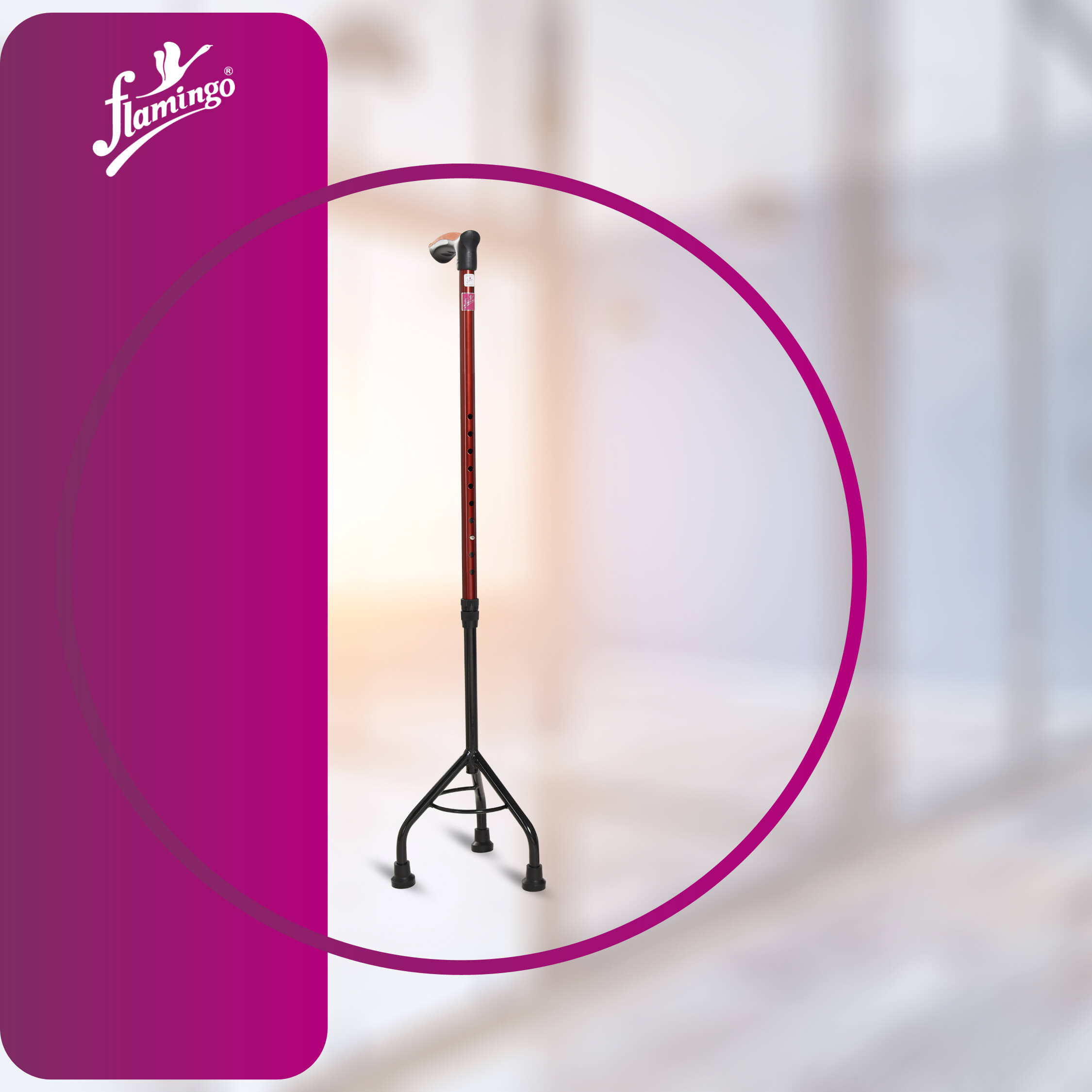 Tripod base walking stick
Walking cane for stability
Adjustable height cane
Lightweight walking stick
Anodized aluminum walking stick
Walking aid with rubber bottom pod
Stable tripod walking stick