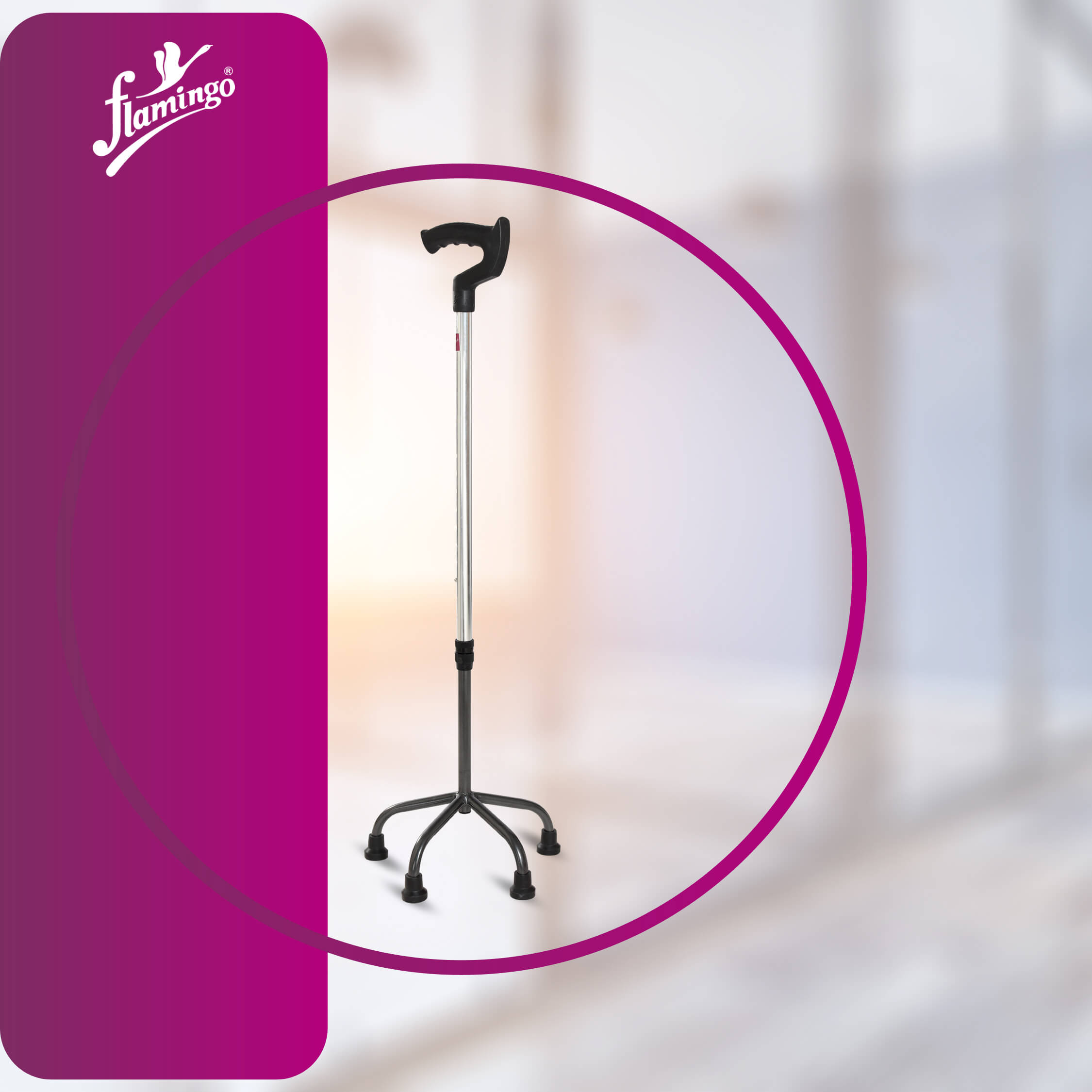 Quadripod base walking stick
Walking stick for stability
Lightweight quadripod stick
Height adjustable stick
Anti-slip stick
Aluminum walking aid
Mobility aid quadripod