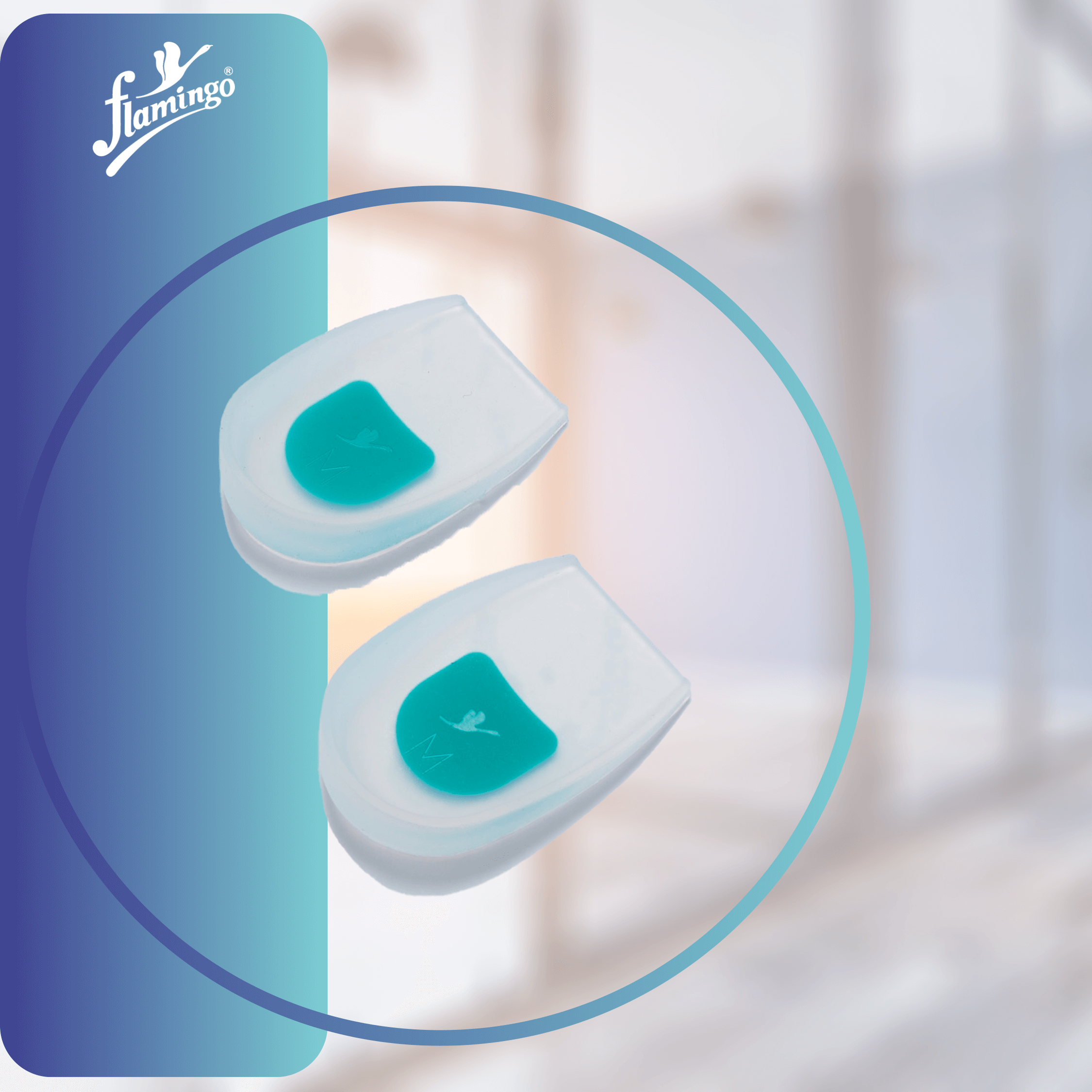 Flamingo Premium Silicone Heel Care Cushions, heel pain cushions, silicone heel cushions, plantar fasciitis cushion, heel spur cushion, shock-absorbing heel cushions, foot pain relief.