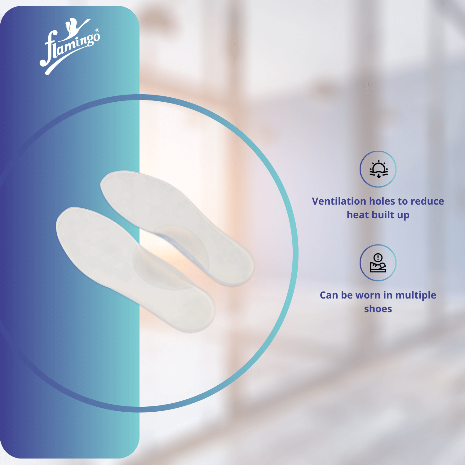 Flamingo Premium Silicone Medial Arch Insoles, flatfoot insoles, arch support insoles, silicone arch support, foot alignment insoles, ankle support insoles, customizable insoles.