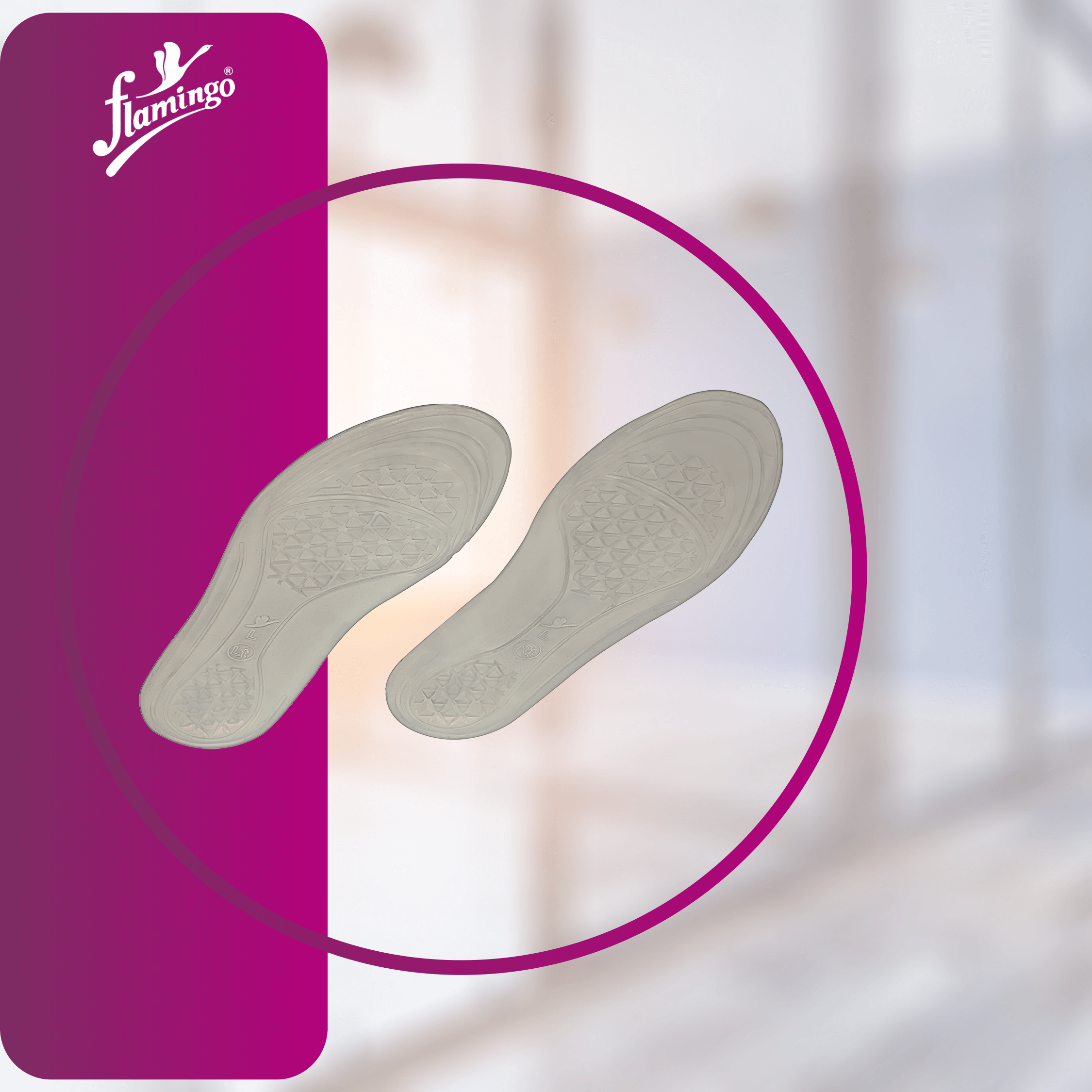 Flamingo Premium Silicone Comfort Insoles, silicone insoles, diabetic foot insoles, foot support insoles, shock-absorbing insoles, comfort insoles, arch support insoles.