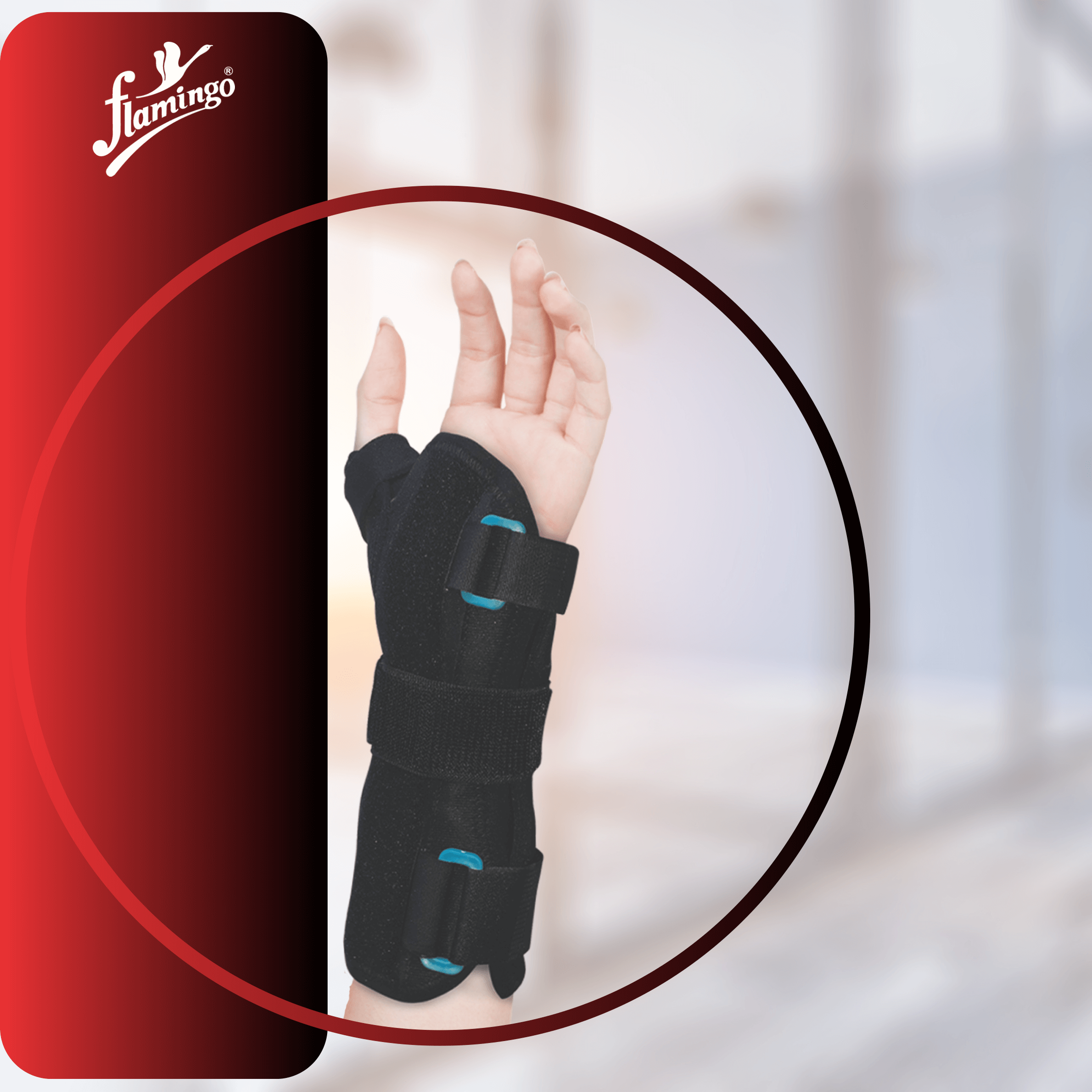 Flamingo Neoprene Wrist Thumb Abduction Brace, carpal tunnel support, De Quervain tenosynovitis, thumb injury brace, wrist and thumb support, neoprene wrist brace, adjustable wrist brace.