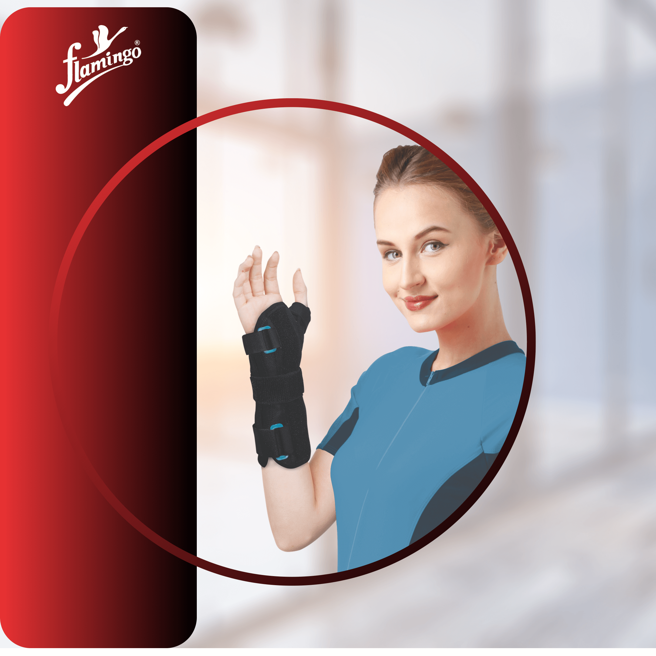 Flamingo Neoprene Wrist Thumb Abduction Brace, carpal tunnel support, De Quervain tenosynovitis, thumb injury brace, wrist and thumb support, neoprene wrist brace, adjustable wrist brace.