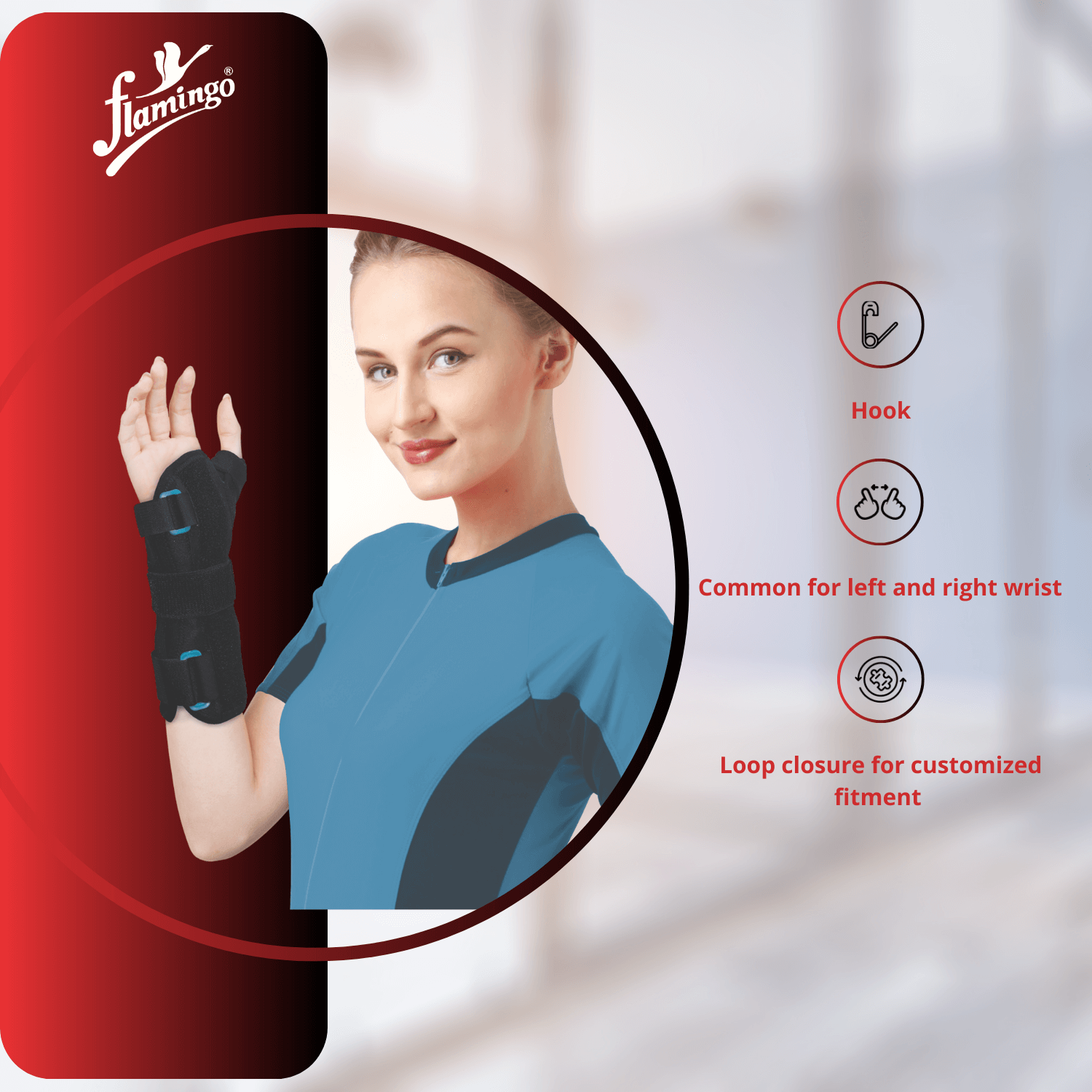 Flamingo Neoprene Wrist Thumb Abduction Brace, carpal tunnel support, De Quervain tenosynovitis, thumb injury brace, wrist and thumb support, neoprene wrist brace, adjustable wrist brace.