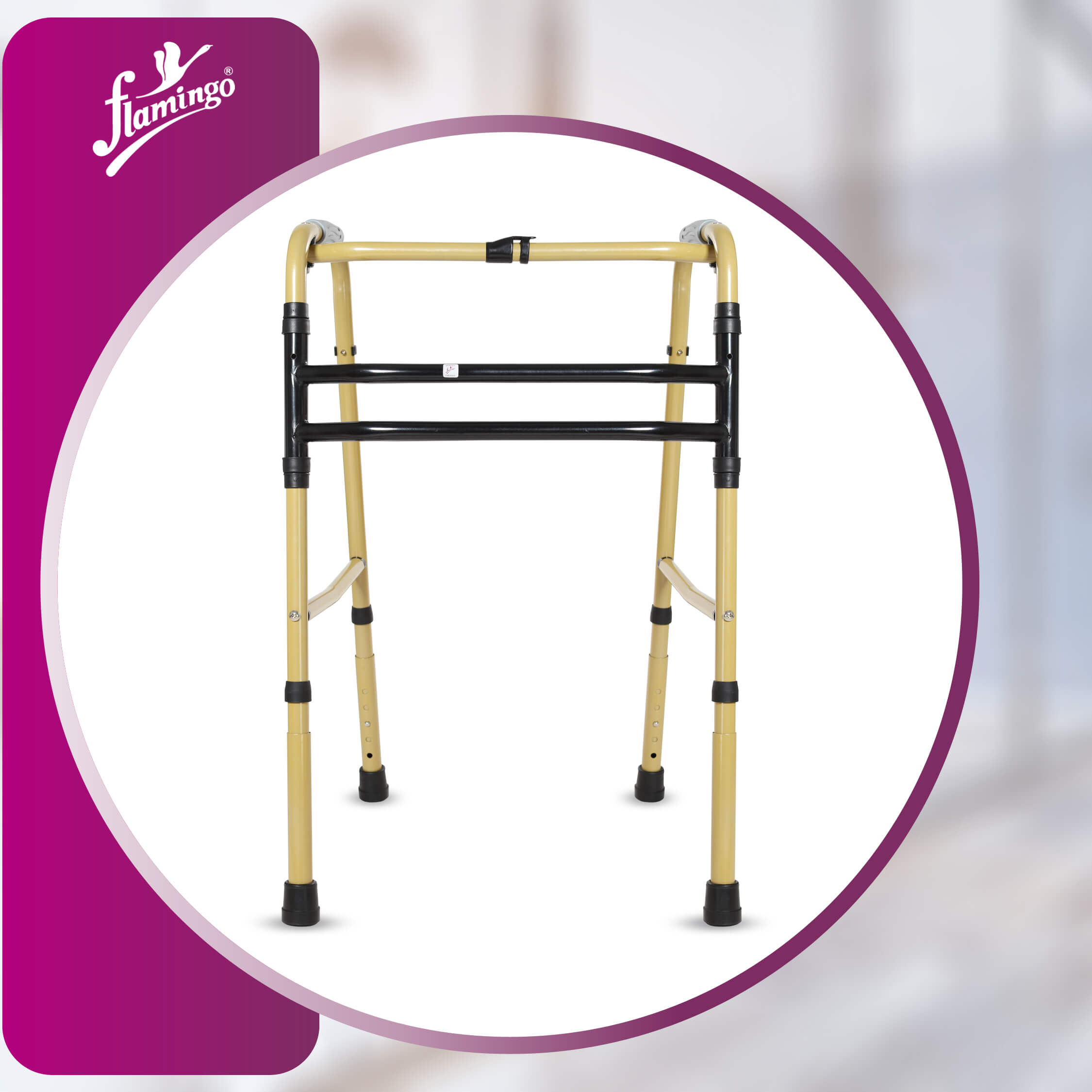 Reciprocal folding walker
Double bar walker
Folding walker for mobility
Walker for balance and stability
Aluminum walker
Portable walker
Walking aid with hand grips
Stable walker for elderly