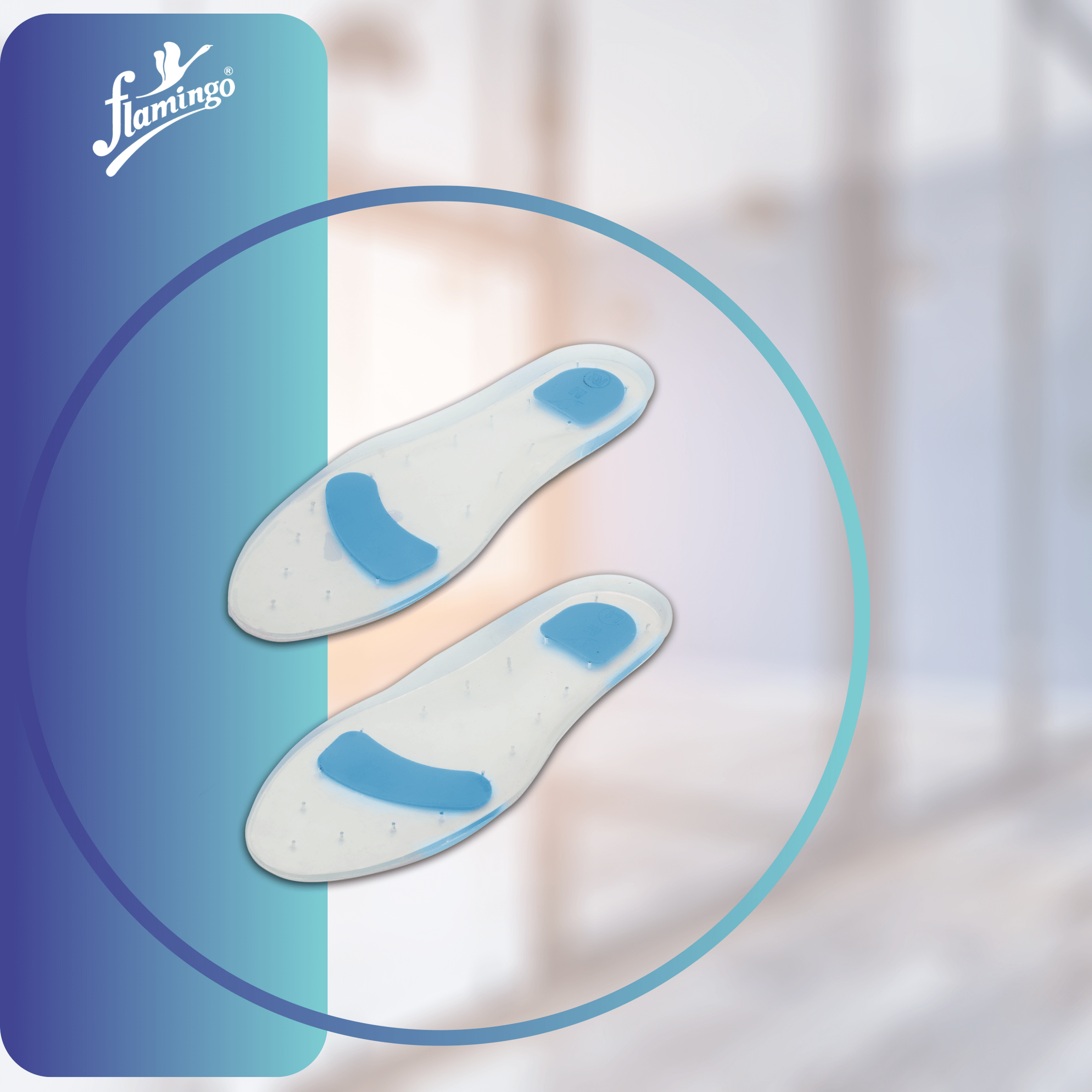 Flamingo Premium Silicone Foot Care Insoles, foot care insoles, metatarsalgia insoles, diabetic foot insoles, shock-absorbing insoles, foot support insoles, customizable insoles.