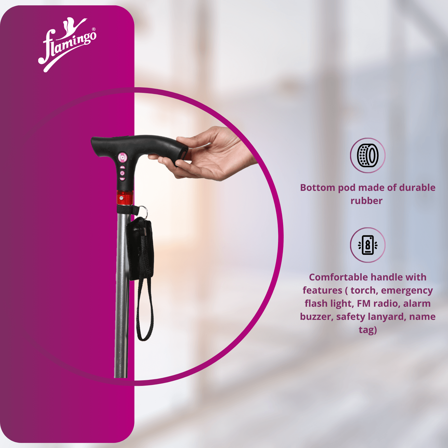 FM radio walking stick
Walking stick with siren
Torch walking stick
Multi-functional walking cane
Walking stick with safety features
Aluminum walking cane
Walking stick with radio and torch