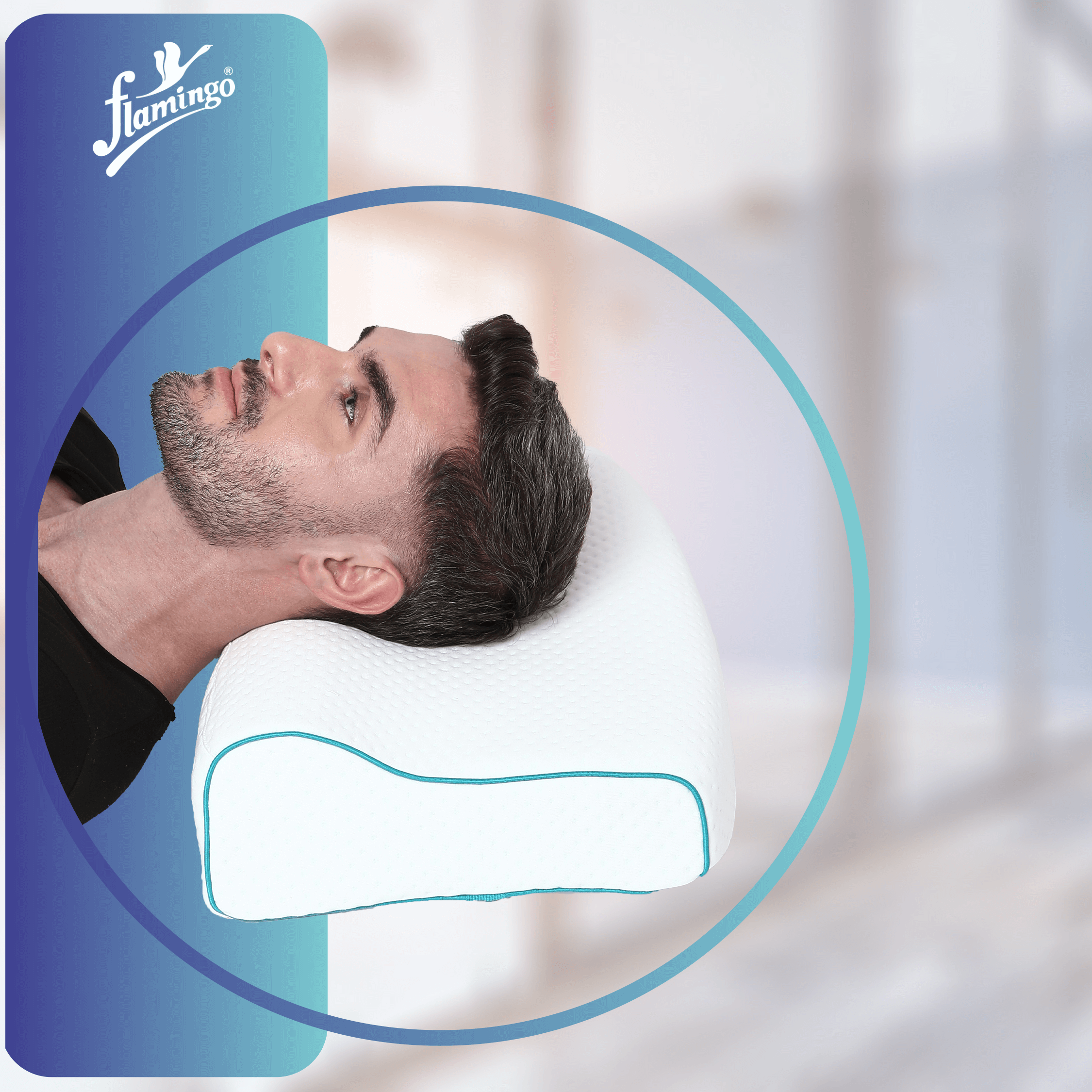 Flamingo Premium Orthopedic Pillow, orthopedic pillow, cervical support pillow, side sleeper pillow, neck pain pillow, ergonomic sleep pillow, washable pillow.