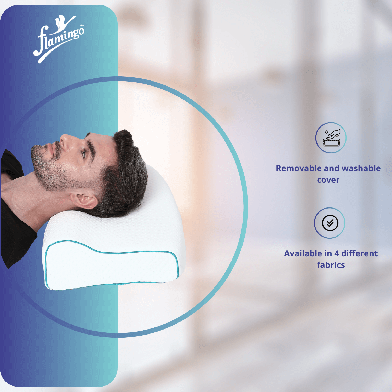 Flamingo Premium Orthopedic Pillow, orthopedic pillow, cervical support pillow, side sleeper pillow, neck pain pillow, ergonomic sleep pillow, washable pillow.