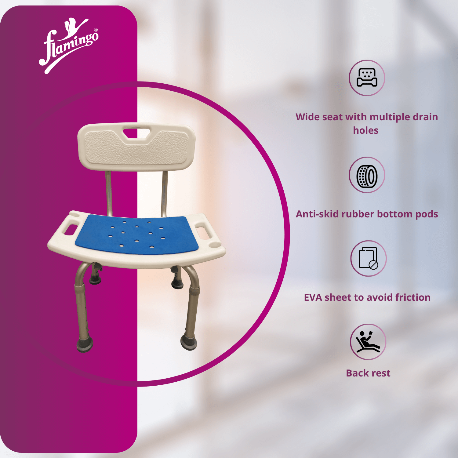 Shower stool with backrest
Anti-skid shower chair
Adjustable shower stool
Shower chair for elderly
Corrosion-proof shower chair
Comfortable bathroom stool
Shower seat with back support