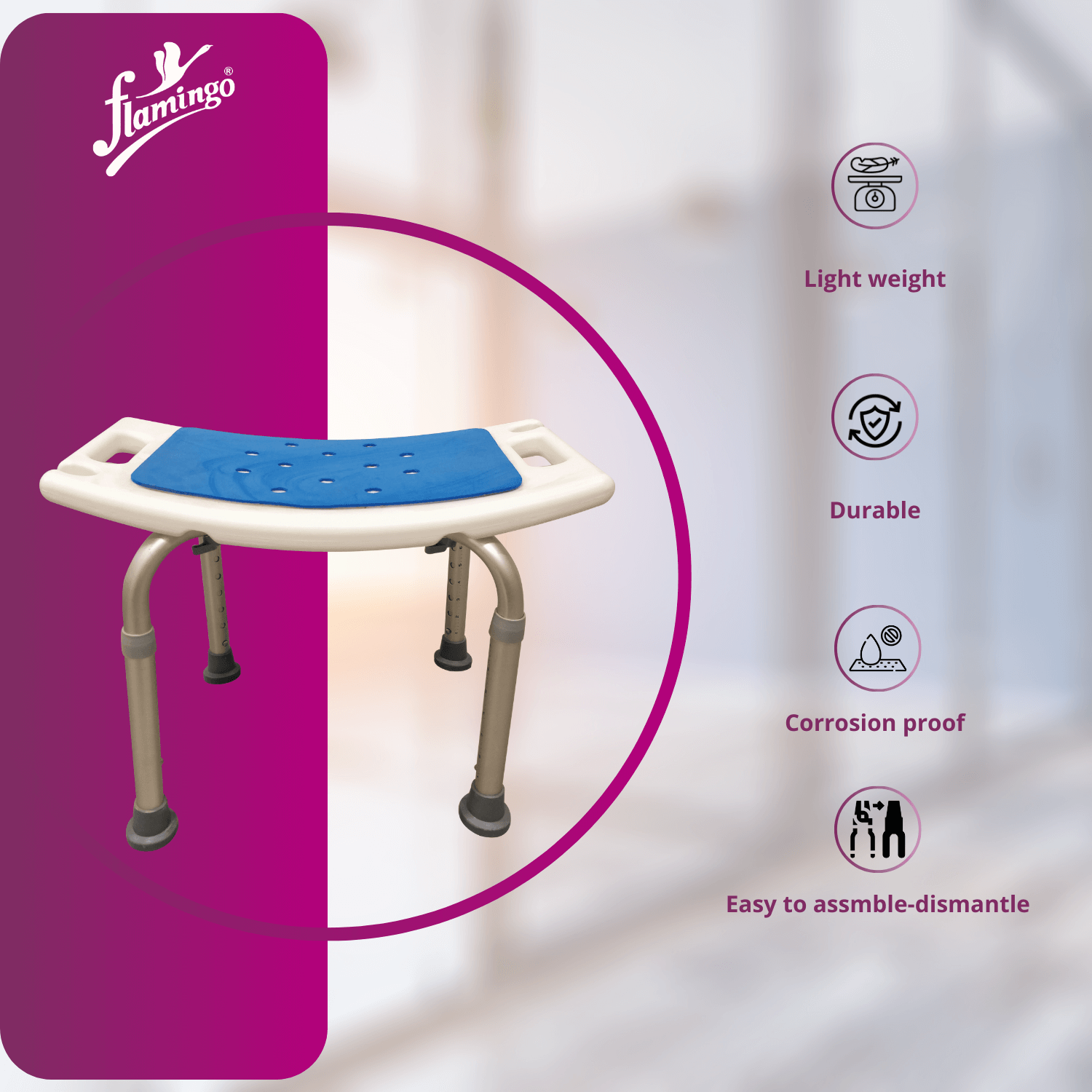 Flamingo shower stool
bath stool
shower chair
shower seat
bathroom stool
bathroom chair
bath chairs
medical shower chair
bathroom bench
in shower stool
Flamingo Padded Shower Stool