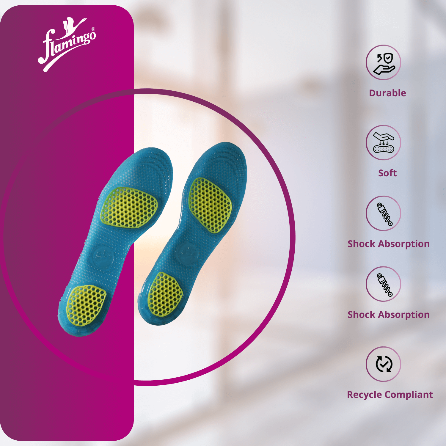 Flamingo Gel Foot Care Insole - Male
Male Foot Insole
Gel Insoles for Foot Pain
Shock Absorbing Foot Insoles
Eco-Friendly Foot Insoles