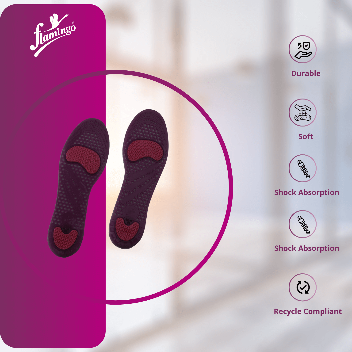 Flamingo Gel Foot Care Insole - Female
Female Foot Insole
Gel Foot Insoles
Foot Pain Relief Insoles
Odor-Free Foot Insoles