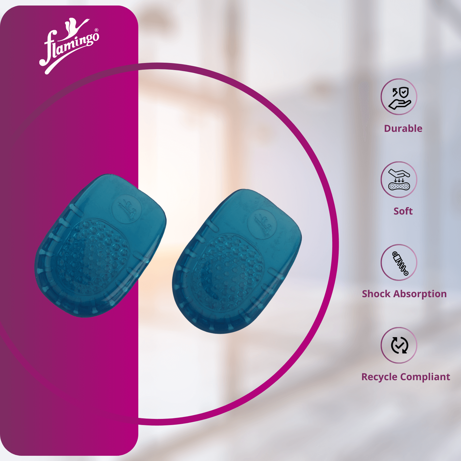 Flamingo Gel Heel Cushion - Male
Gel Heel Cushion for Men
Heel Pain Relief Cushion
Shock Absorbing Heel Support
Plantar Fasciitis Foot Cushion