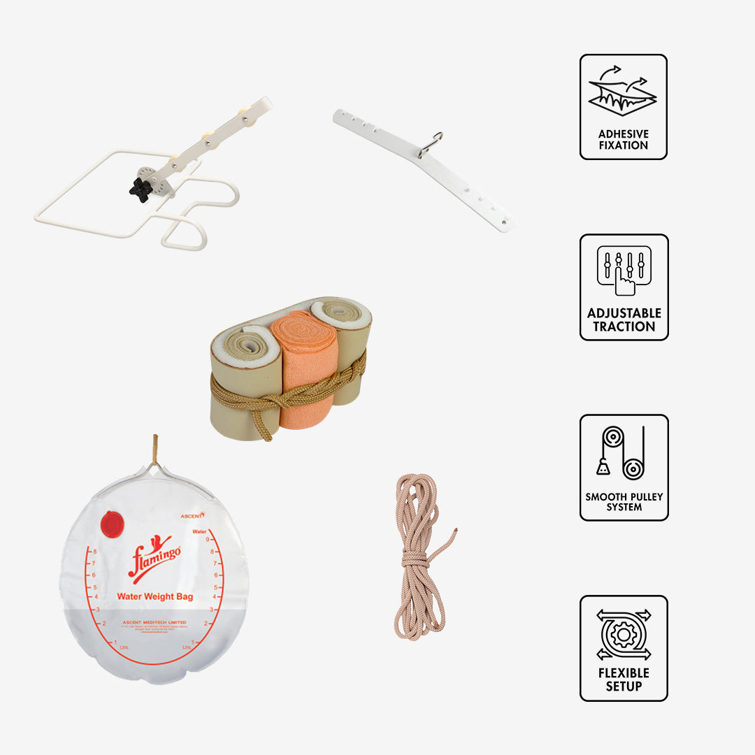 Flamingo Adhesive Skin Traction Kit
Leg Traction Kit
Leg Recovery Kit
Traction Therapy Equipment
Adhesive Skin Foot Belt
Adjustable Traction for Leg Conditions
