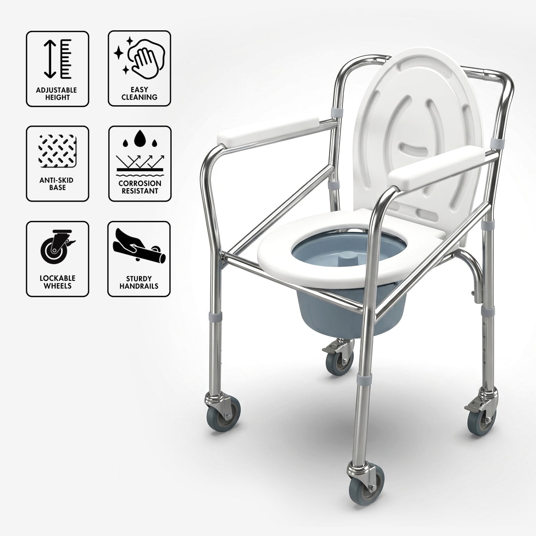 Classic Commode Chair with Wheels