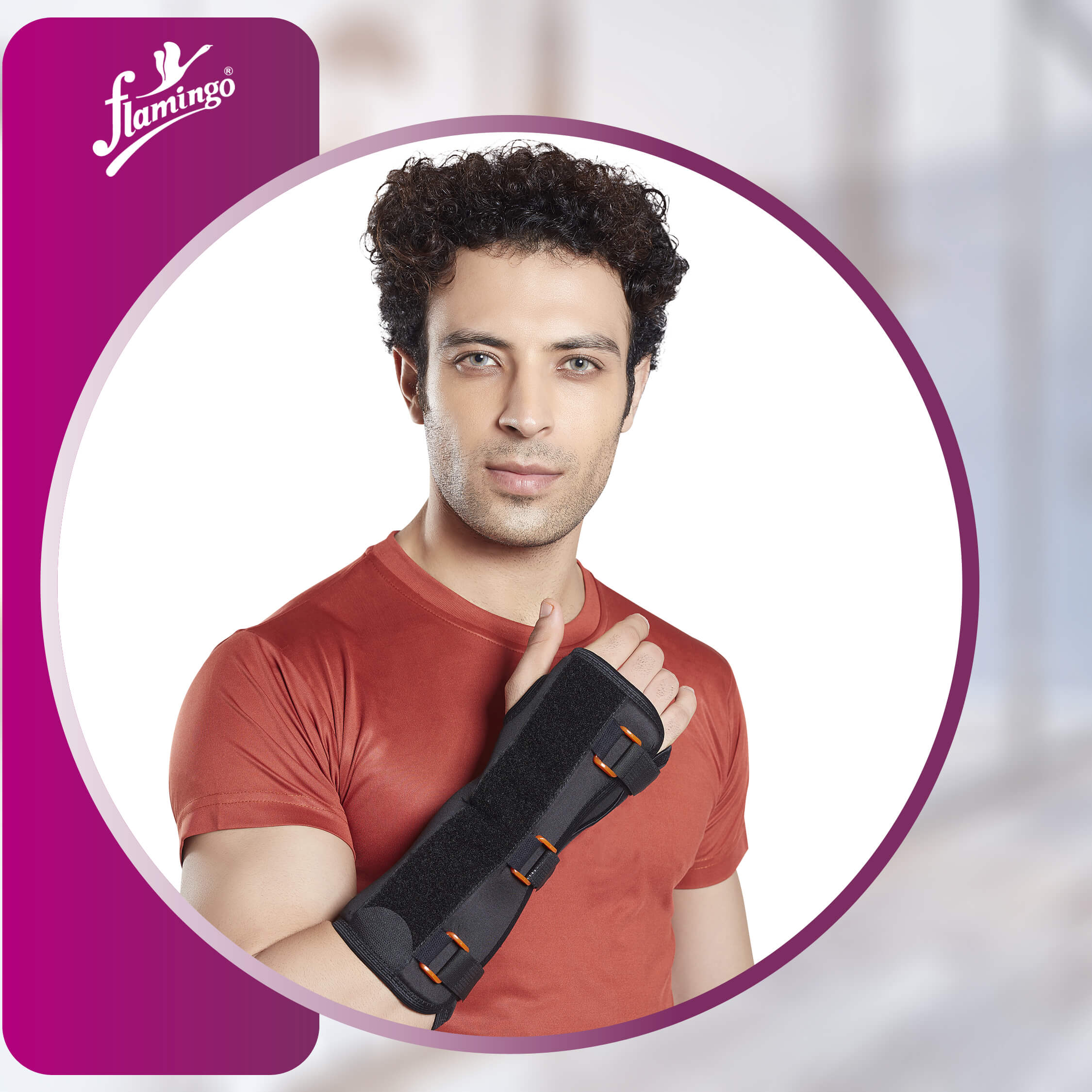 Flamingo Wrist & Forearm Splint, wrist support, forearm splint, wrist injury recovery, post-surgical wrist care, adjustable splint, wrist brace, sprain support.
