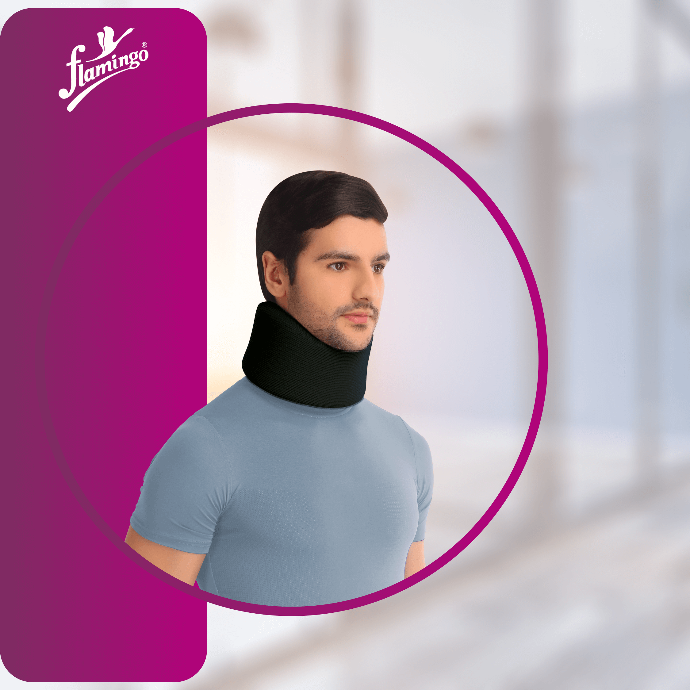 Flamingo Soft Collar, neck support, cervical spondylitis relief, arthritis neck collar, soft foam collar, posture support.
