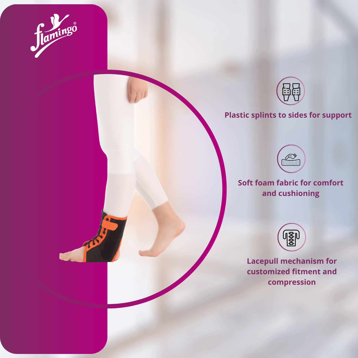 Flamingo Ankle Brace
Ankle Brace for Sprains
Ankle Support for Arthritis
Lace-Up Ankle Brace
Support for Chronic Ankle Instability
