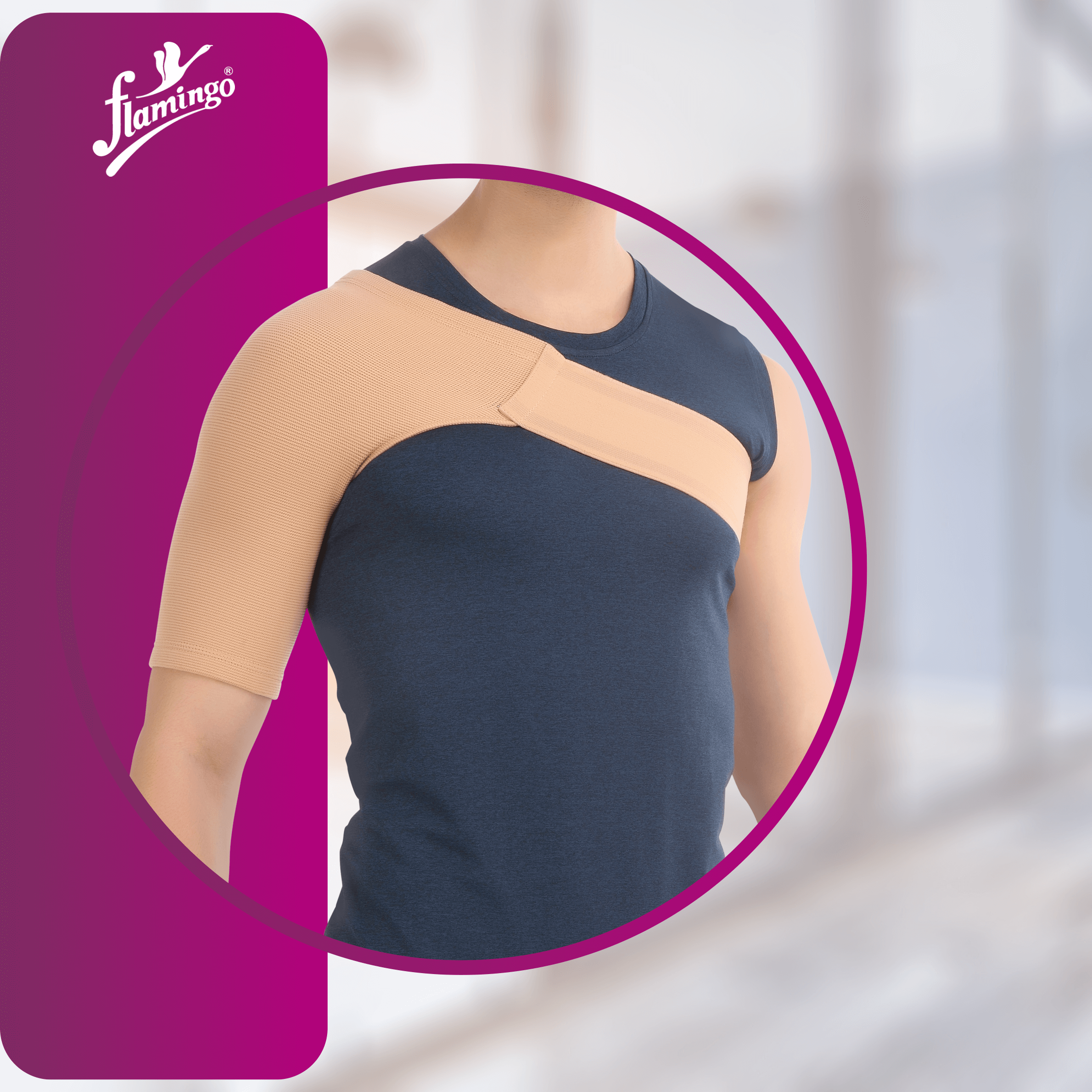 Flamingo Shoulder Support, shoulder brace, rotator cuff support, post-surgery shoulder support, shoulder instability relief.
