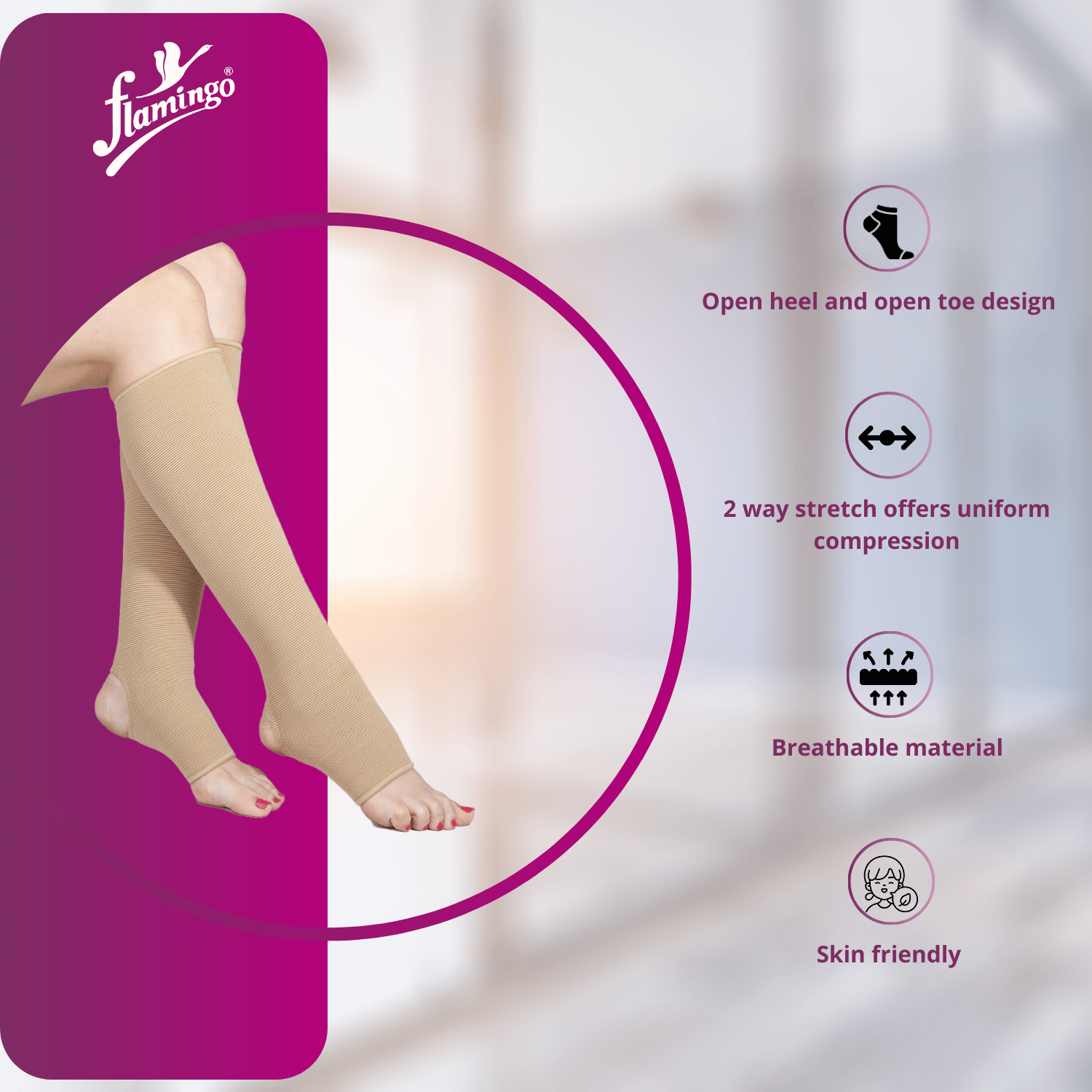 Flamingo Below Knee Stockings
Varicose Vein Compression Stocking
Post-Surgery Leg Support
Pregnancy Compression Stocking
Mild Support Stockings
