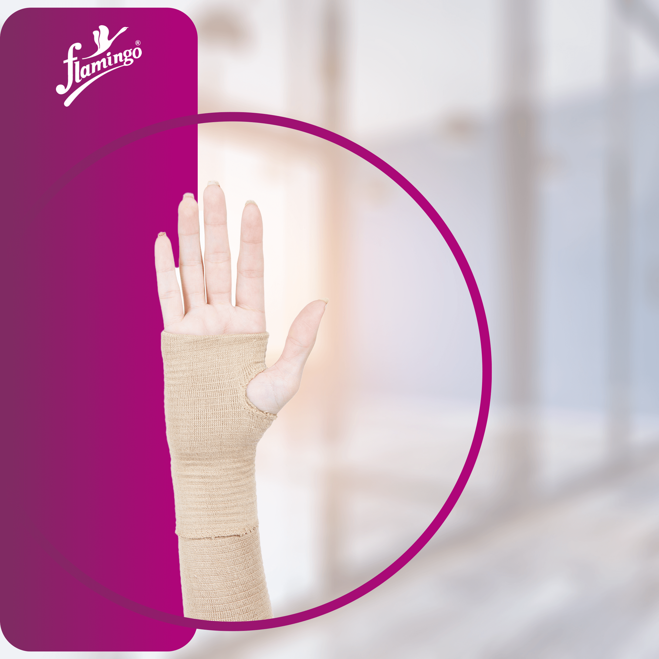 Flamingo Tubular Support, wrist support, wrist compression, sports wrist support, injury recovery, tubular wrist support, left and right hand.
