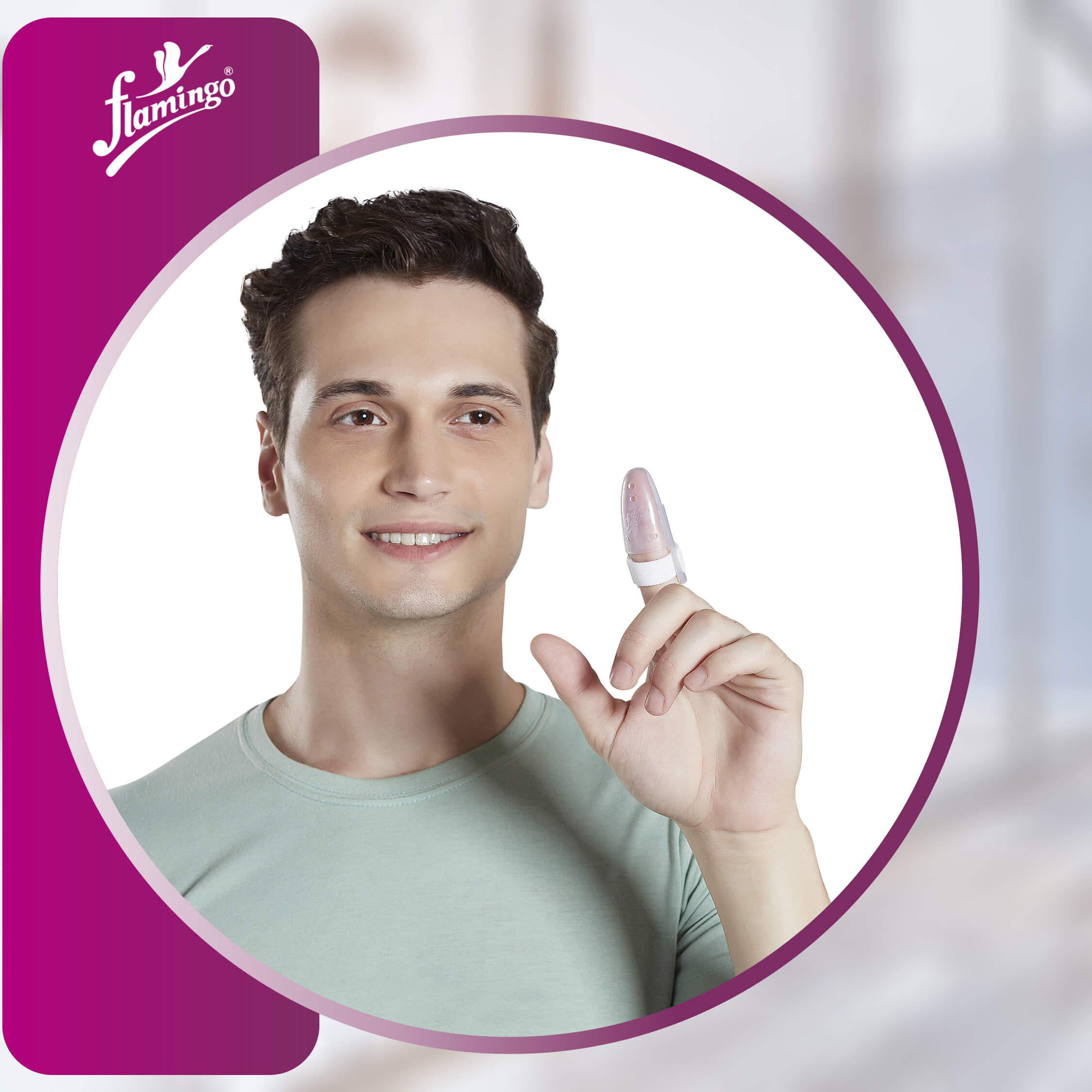Flamingo Stax Mallet, mallet finger splint, finger injury support, ligament damage splint, breathable finger splint, finger deformity treatment.
