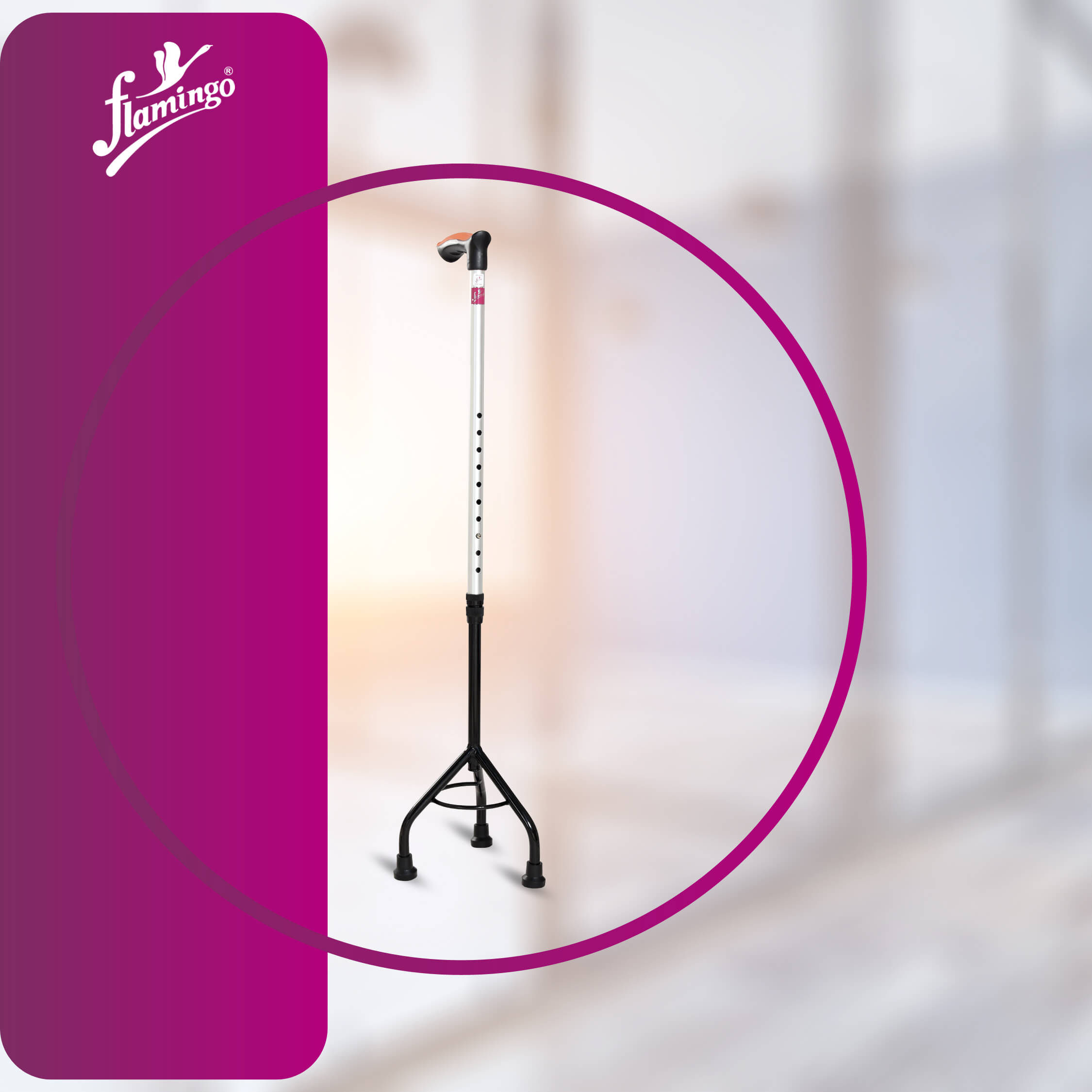 Tripod base walking stick
Walking cane for stability
Adjustable height cane
Lightweight walking stick
Anodized aluminum walking stick
Walking aid with rubber bottom pod
Stable tripod walking stick

