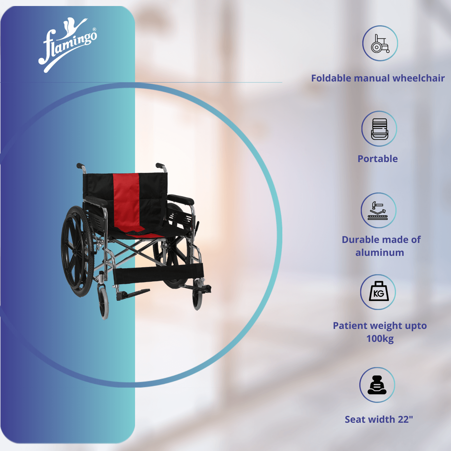 Premium manual wheelchair
Durable wheelchair
Ergonomic wheelchair
Wheelchair for comfort
Foldable footrests wheelchair
Aluminum wheelchair frame
Wheelchair with hand brakes
