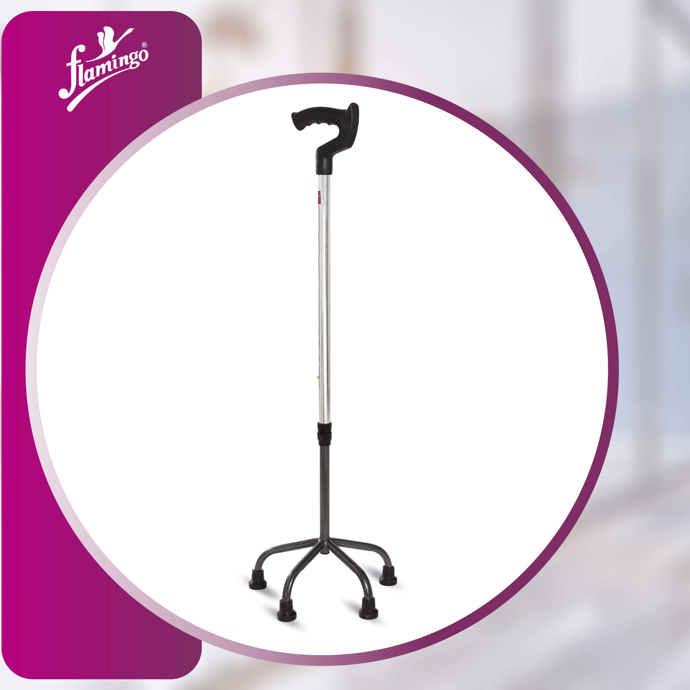 Quadripod base walking stick
Walking stick for stability
Lightweight quadripod stick
Height adjustable stick
Anti-slip stick
Aluminum walking aid
Mobility aid quadripod

