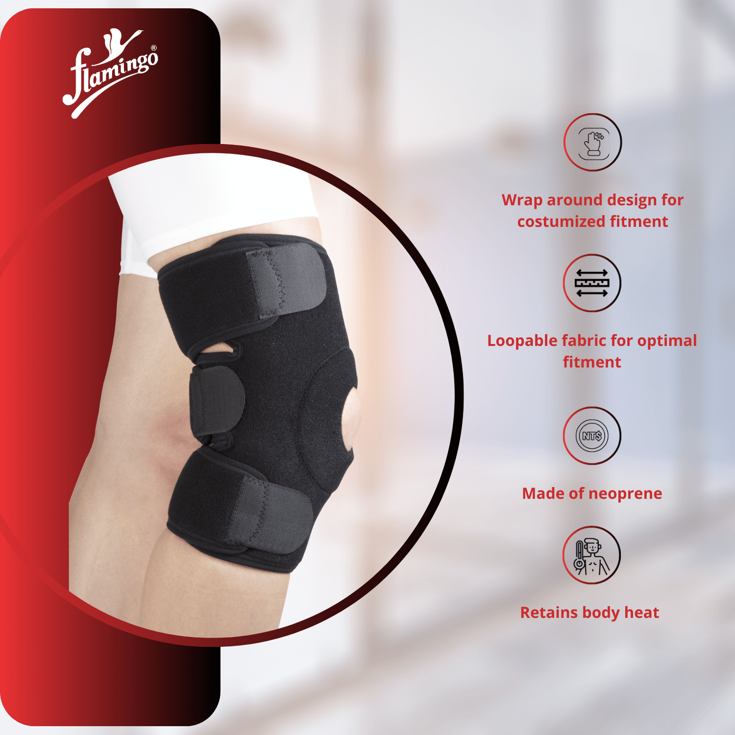 Flamingo Neoprene Knee Wrap
Knee Pain Support
Arthritis Knee Wrap
Adjustable Knee Wrap
Sports Injury Knee Support
