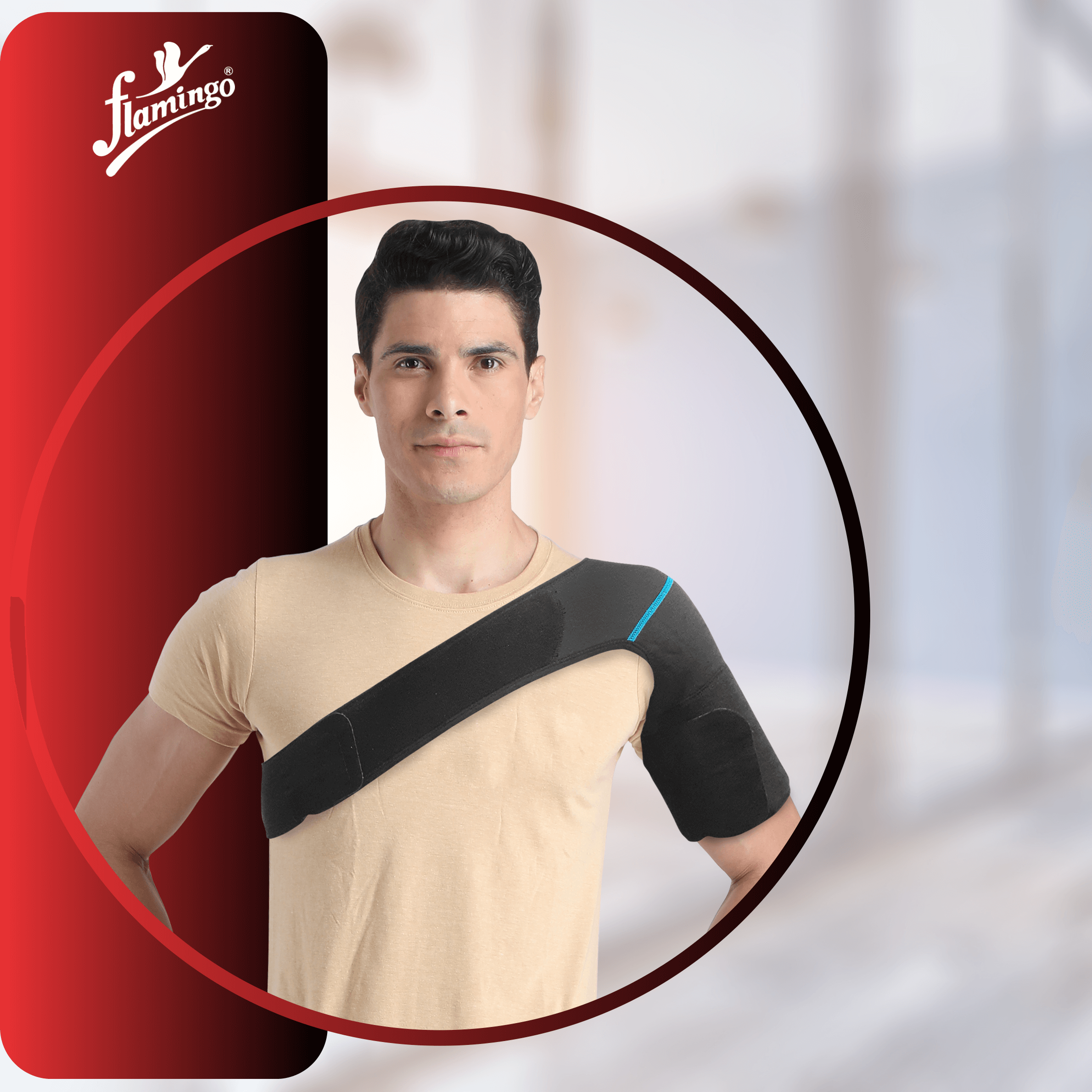 Flamingo Neoprene Shoulder Support, rotator cuff support, shoulder brace, post-surgery shoulder support, shoulder instability relief.