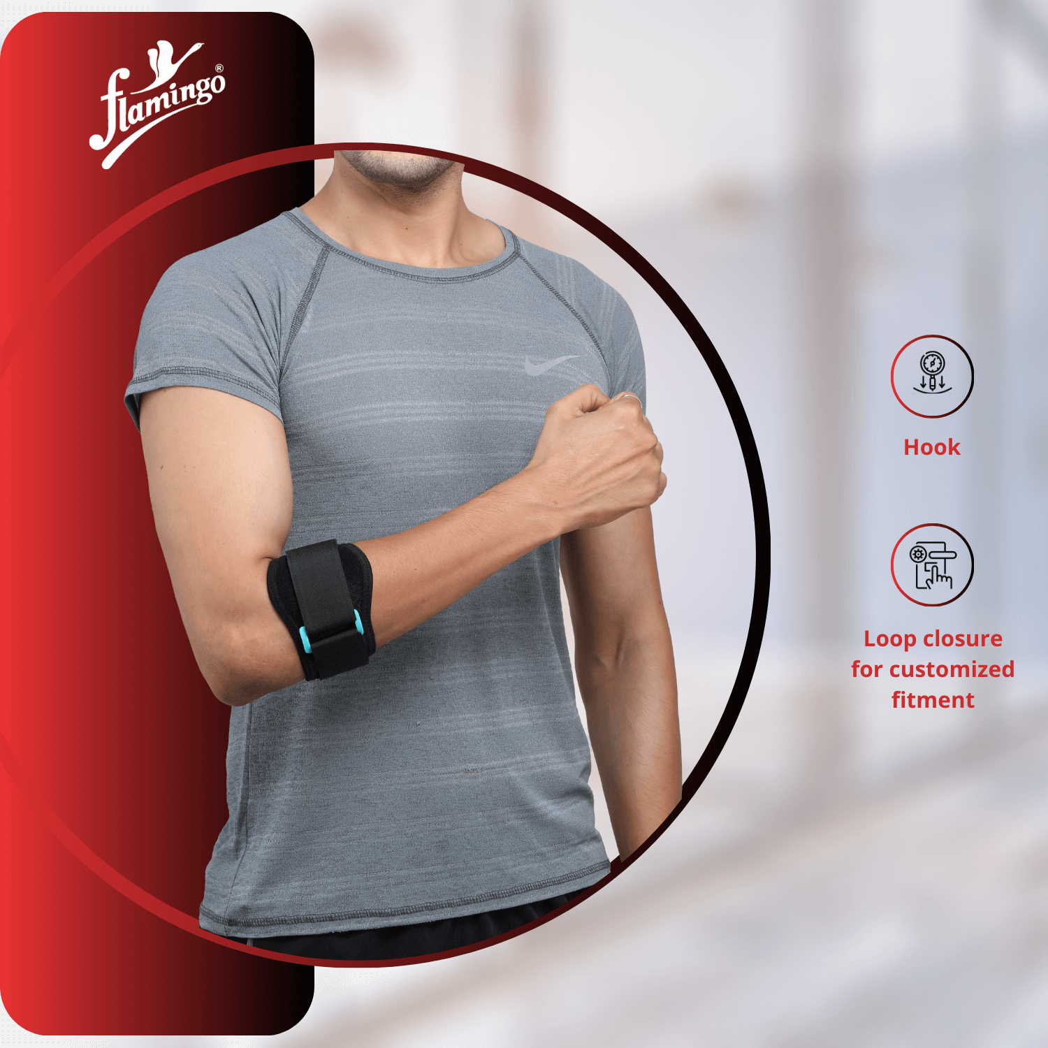 Flamingo Neoprene Tennis Elbow Support, tennis elbow relief, golfer's elbow brace, elbow compression support, elbow pain relief, adjustable elbow brace.
